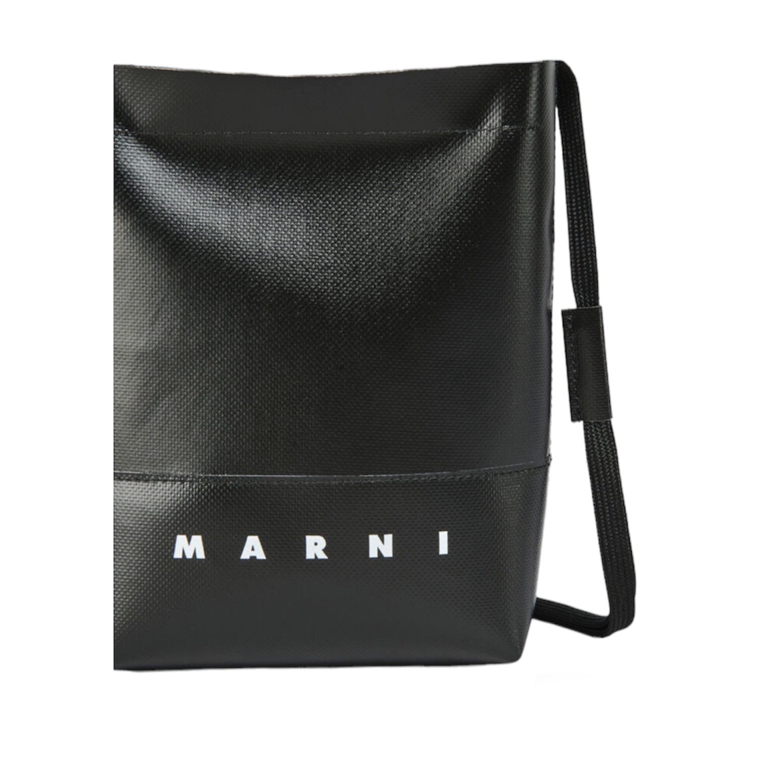 MARNI - ブラック シューレースストラップ付き クロスボディバッグ