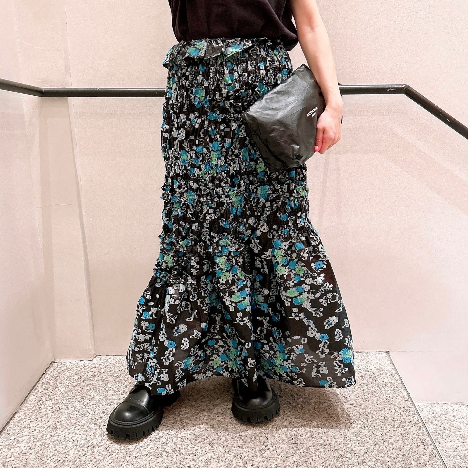 CECILIE BAHANSEN セシリーバンセン 花柄 スカート ブラック CECILIE