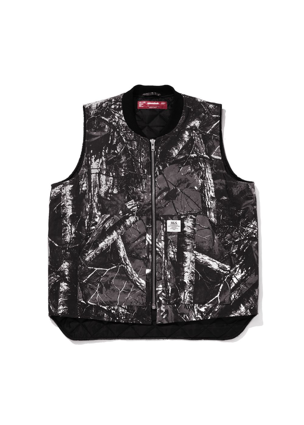 HIDE AND SEEK - Camo Zip Work Vest (BLACK CAMO) / オリジナル