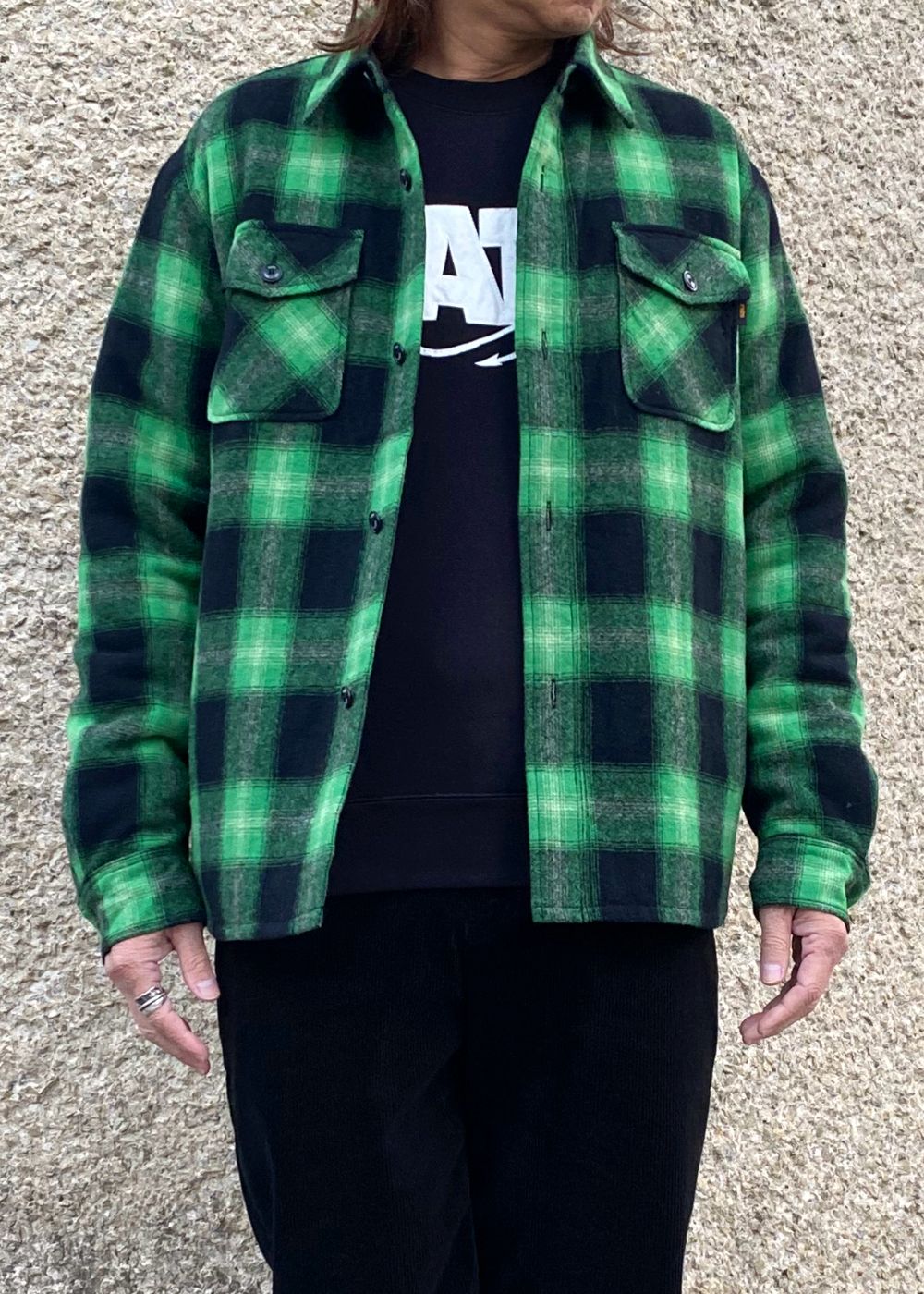 RATS - WOOL CHECK SHIRT JKT (GREEN CHECK) / ウール チェック シャツ