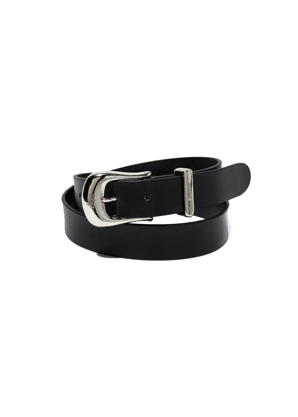 CALEE - 【ラスト1点】PLANE LEATHER NARROW BELT (BLACK) / プレーン