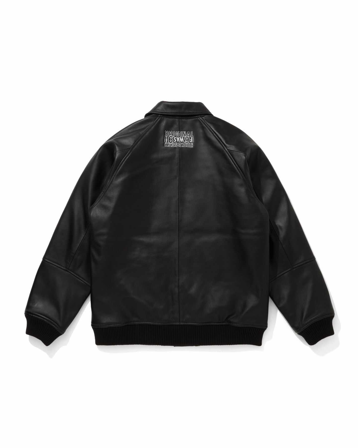 HIDE AND SEEK × Toru Nishiura / Leather Varsity Jacket(BLACK/WHITE