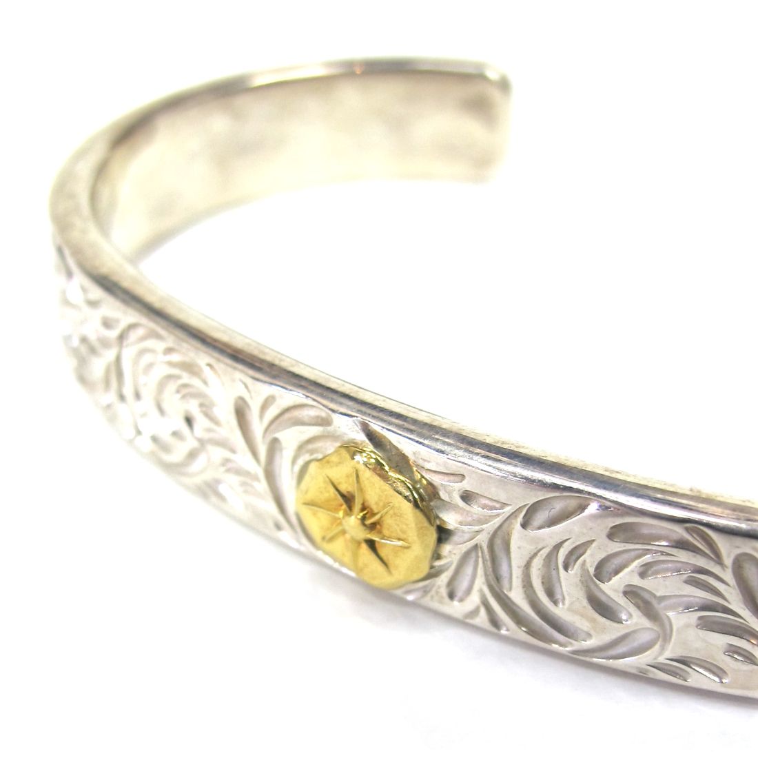 STUDIO T&Y - KARAKUSA Bangle 10mm width with Gold Point L (SILVER