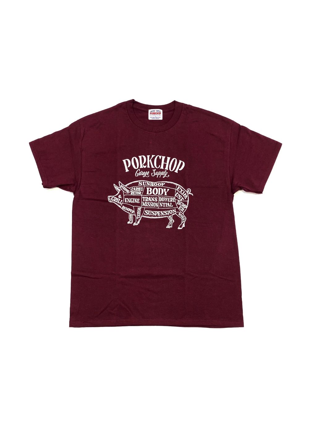 PORKCHOP GARAGE SUPPLY - PORK FRONT TEE 25 (BURGUNDY) / ポーク