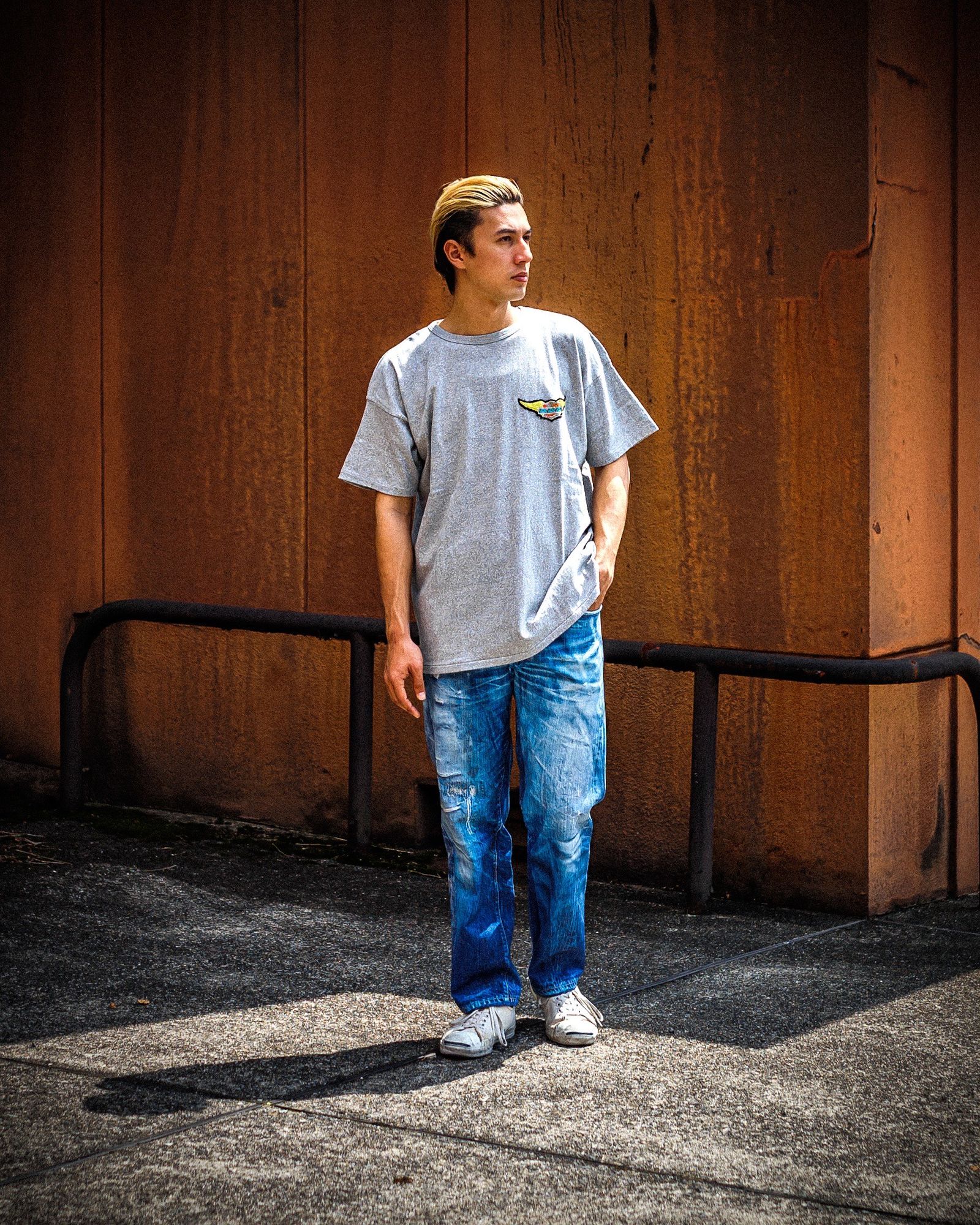 BOWWOW - BOW WOW バウワウ WING PATCH 8812 TEE(BW251-WIP8T)GRAY | MARK