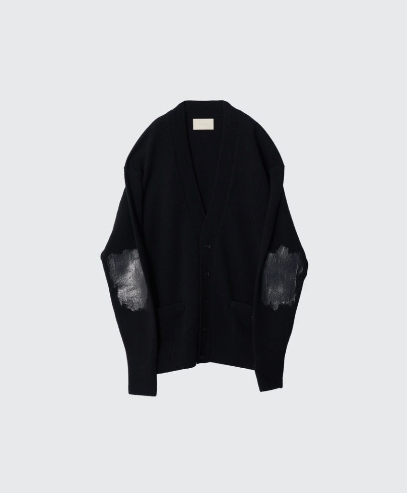 YOKE - ヨーク24FW PAINTED ELBOW PATCH CARDIGAN(YK24FW0821S)BLACK