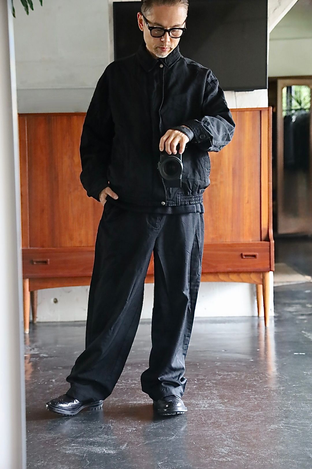 COMME des GARCONS HOMME エステルサージ製品染めブルゾンスタイル