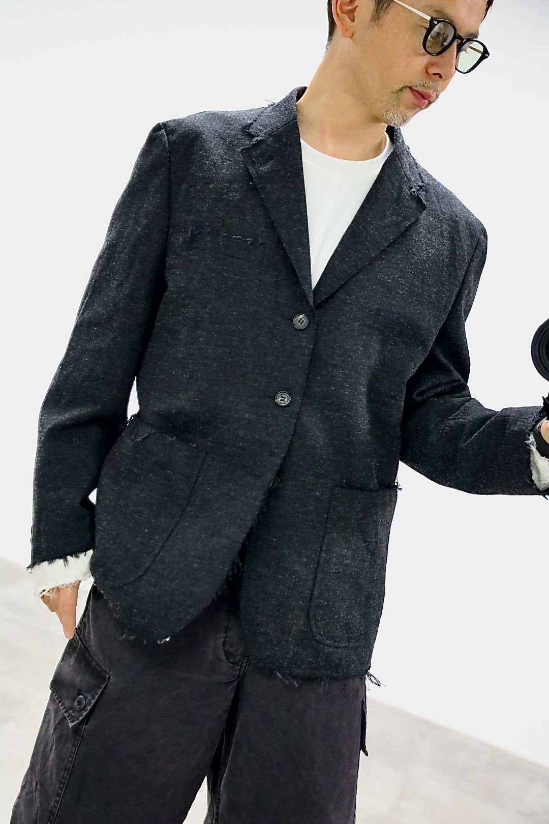 COMME des GARCONS HOMME ウールエステルヘリンボーンジャケット