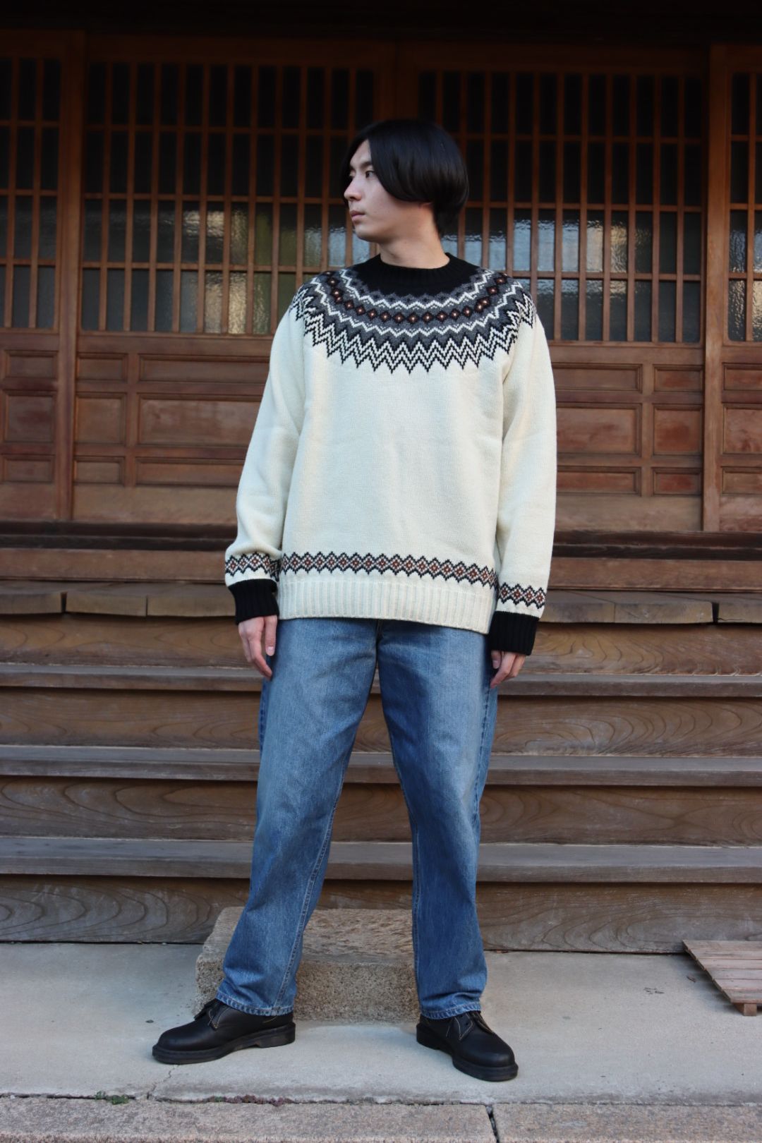 JUNYA WATANABE COMME des GARCONS MAN ウールジャガードニット求心柄