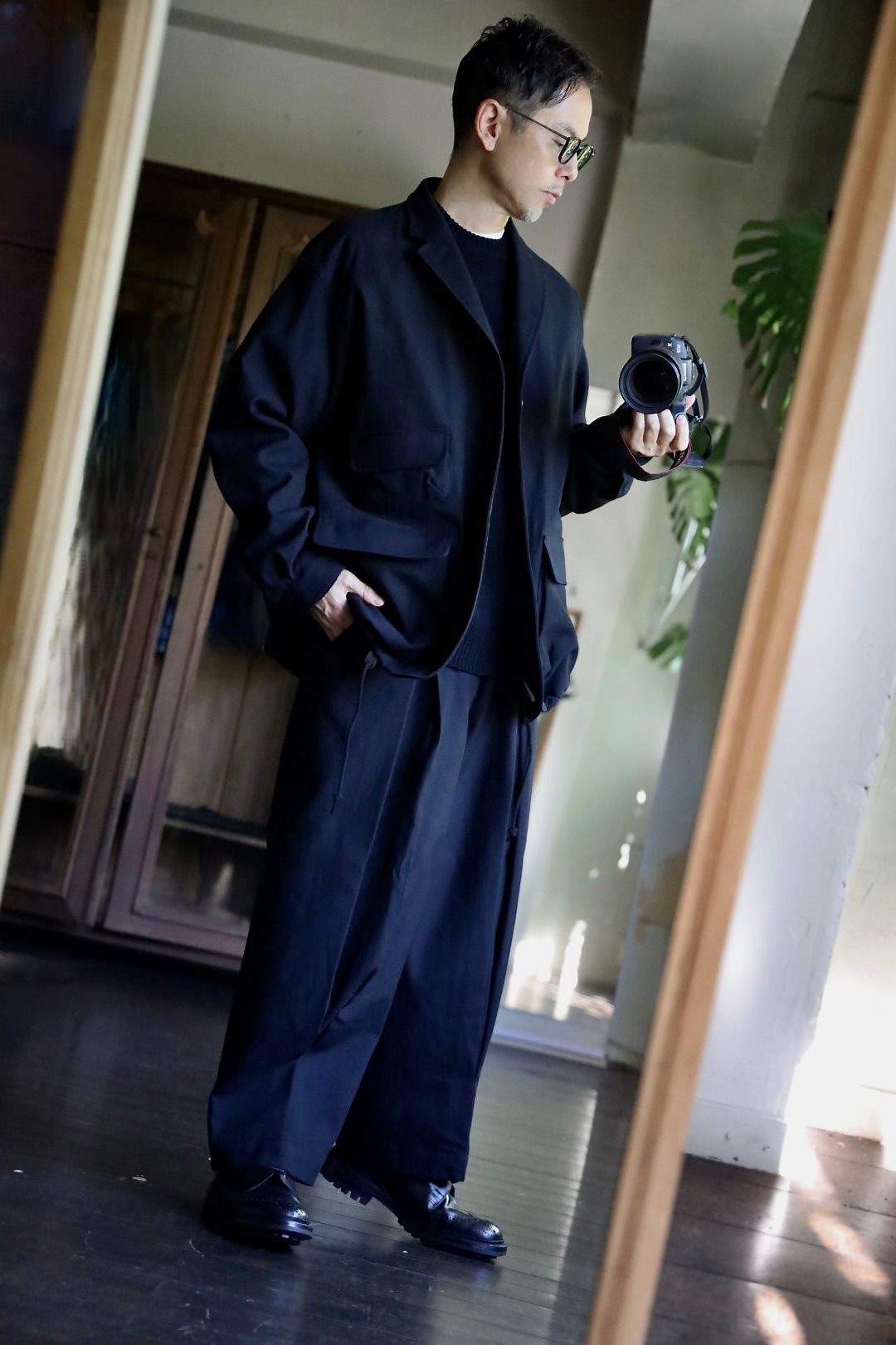 COMME des GARCONS HOMME ウールサージ縮絨ドローコードジャケット