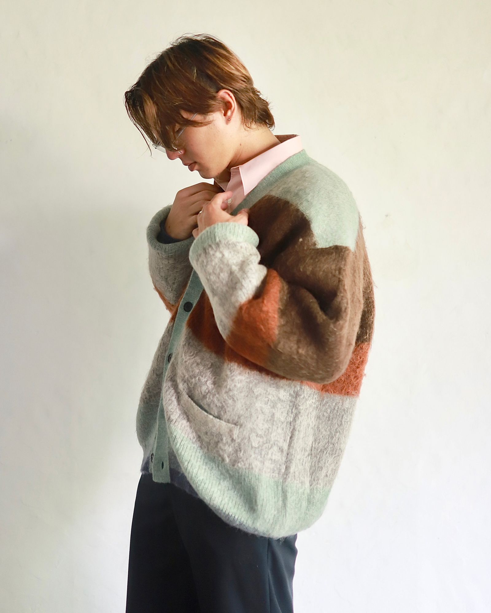 YOKE 23AW MOHAIR BORDER CARDIGAN
