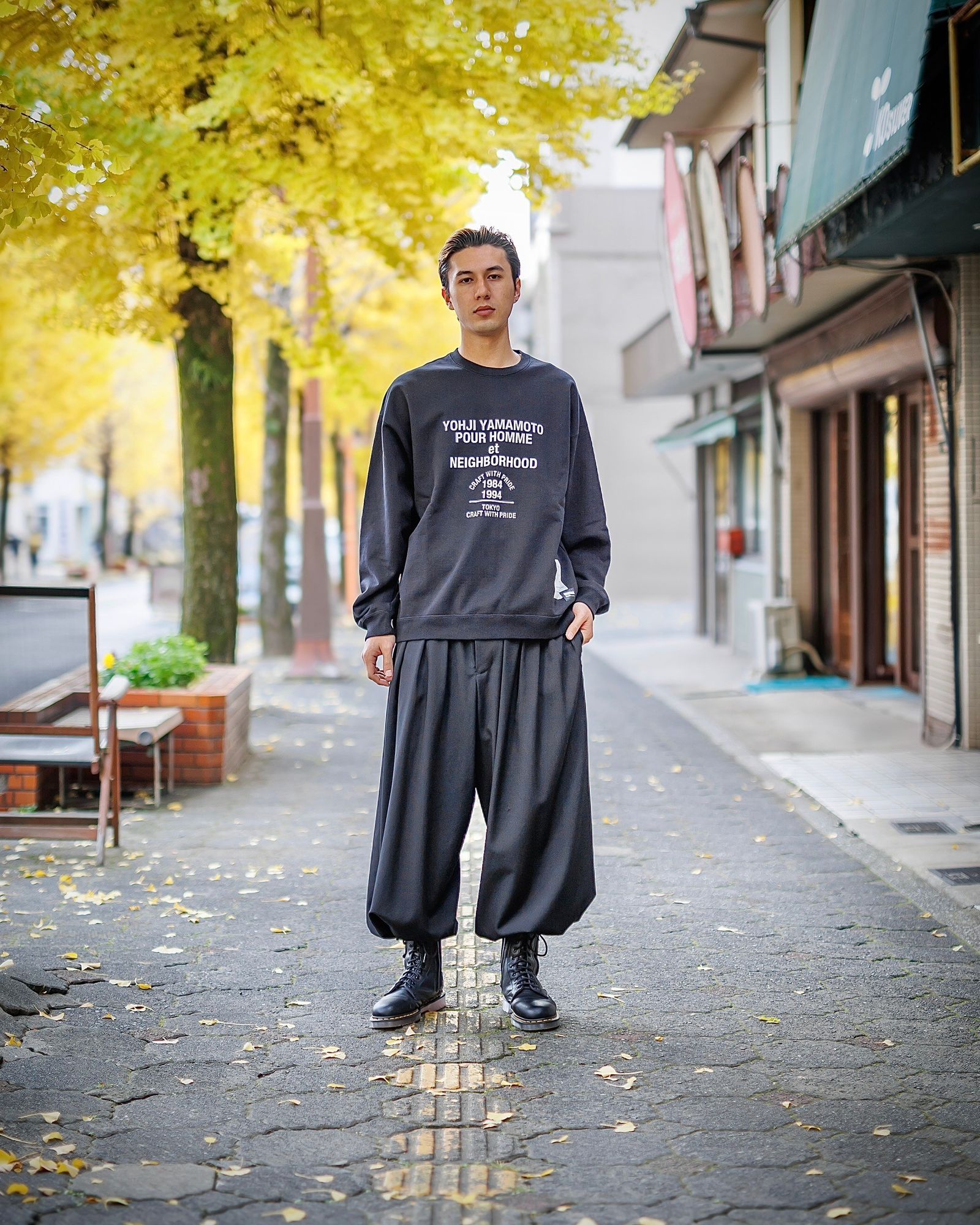 yohji yamamoto x NEIGHBORHOOD SWEAT SHIRT LS (BLACK)スタイル