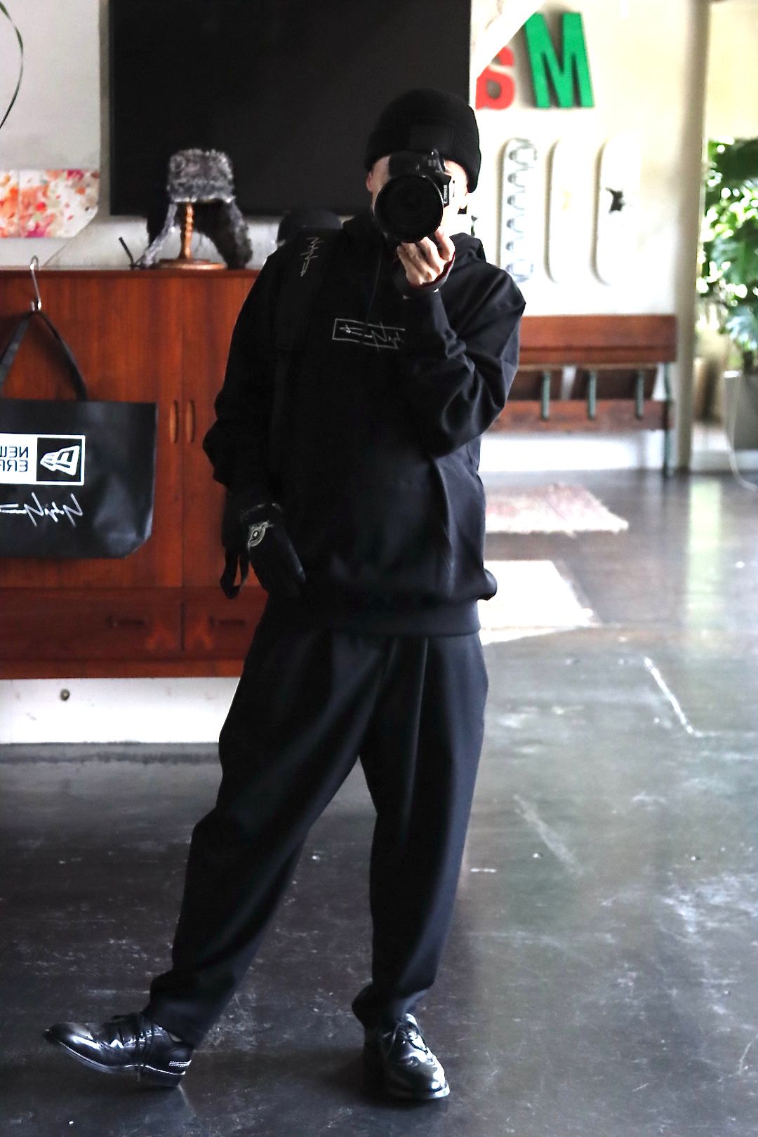 Yohji Yamamoto×New Era BOX LOGO PRINT SWEAT PULLOVER HOODIE style