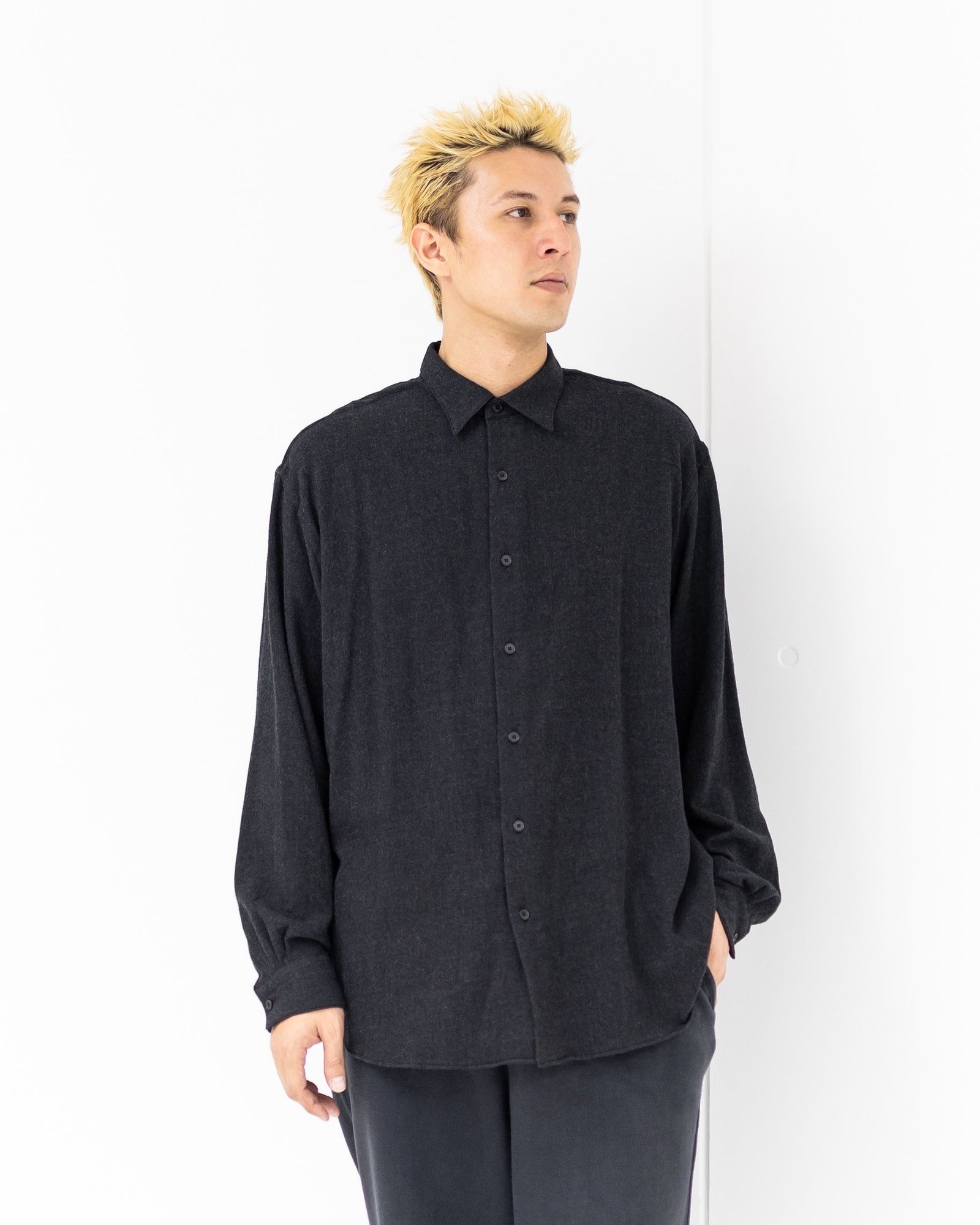 A.PRESSE - アプレッセ 2025 STYLE2 Wool Regular Collar Shirt(25AAP