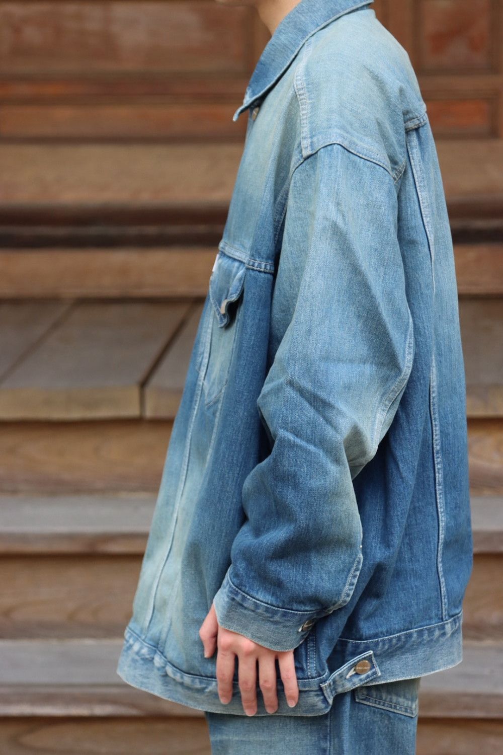 Graphpaper Selvage Denim Trucker Jacket(GU223-30016DB) style