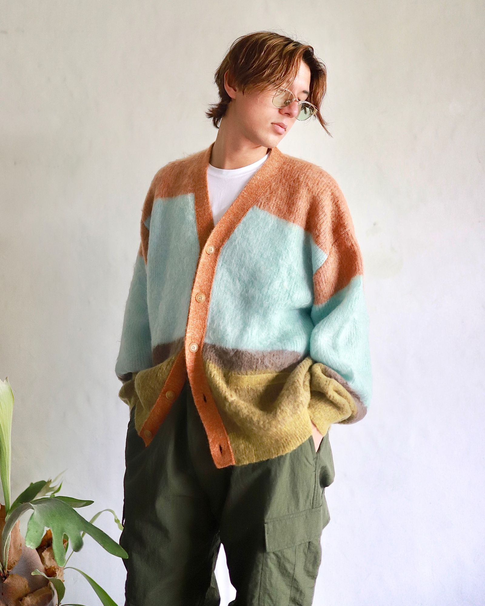 YOKE 23AW MOHAIR BORDER CARDIGAN