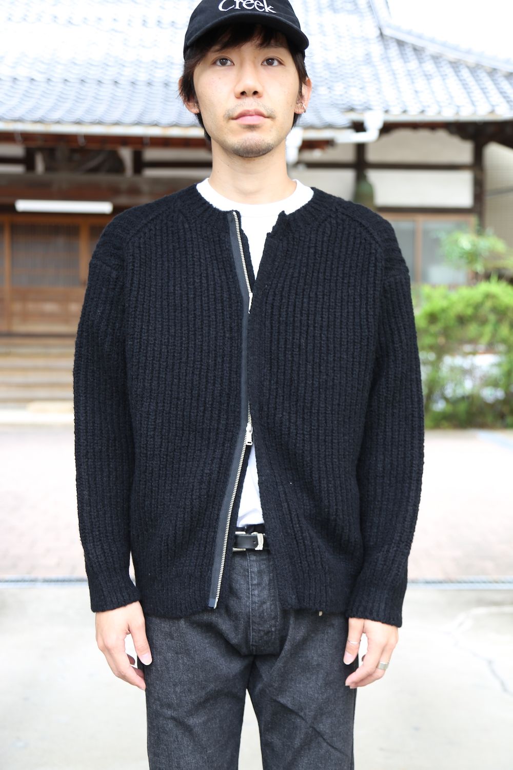 YOKE 20aw 3G BACK ZIP RIB CREW NECK