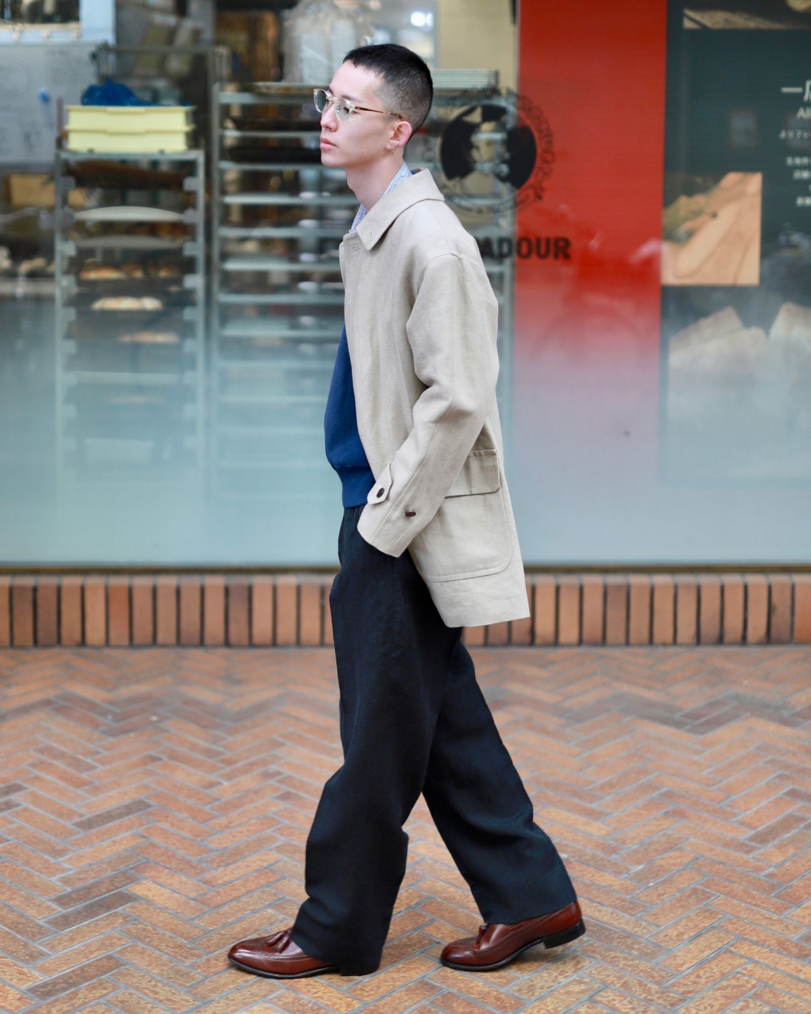 A.PRESSE アプレッセ23SS Wide Tapered Trousersウインドペンスタイル