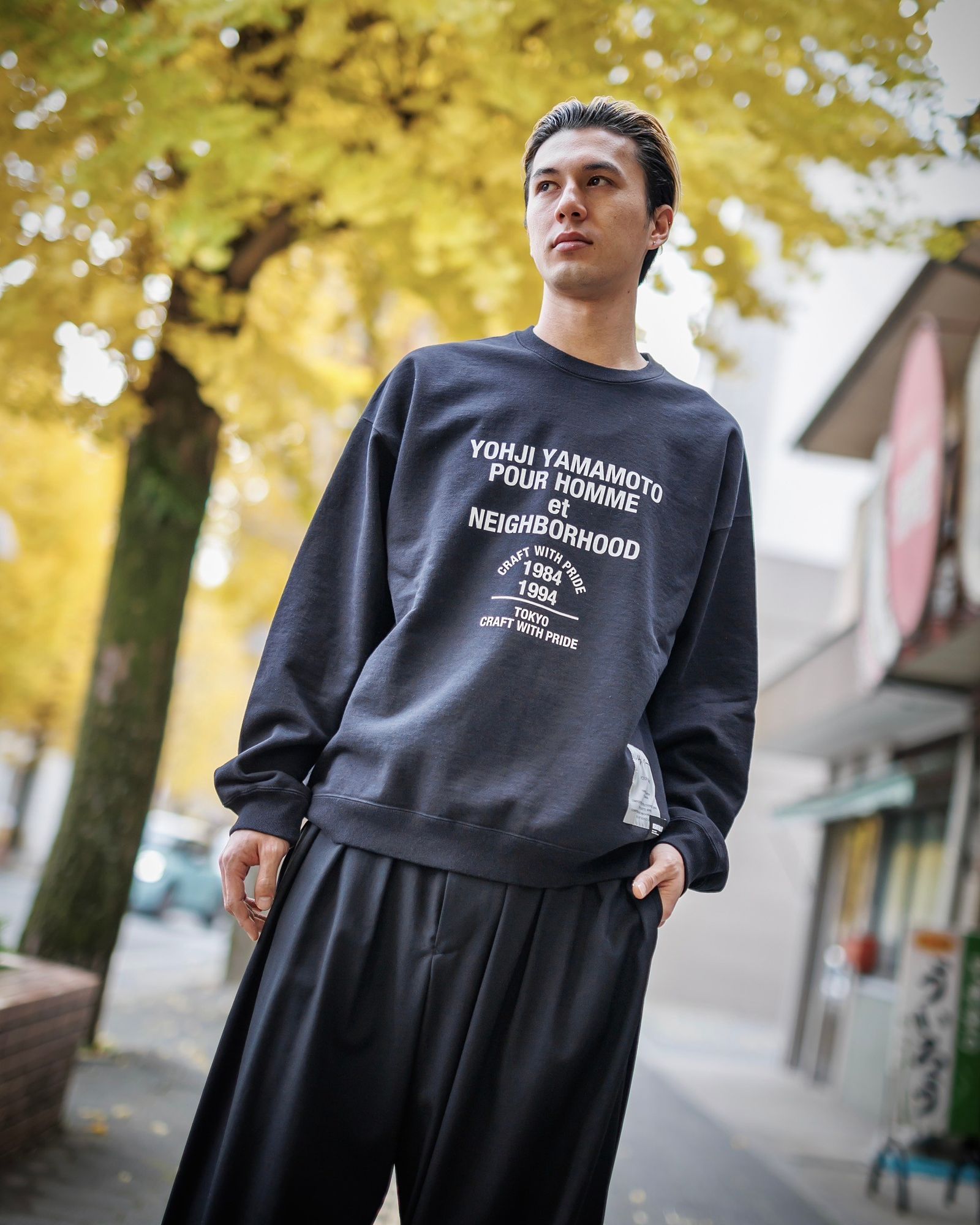 yohji yamamoto x NEIGHBORHOOD SWEAT SHIRT LS (BLACK)スタイル