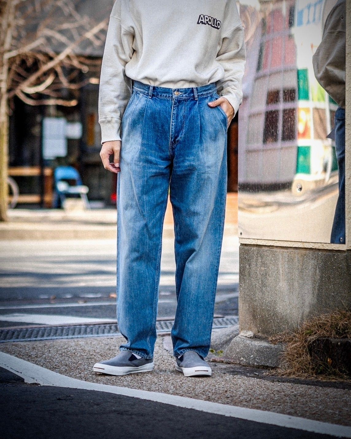 グラフペーパー Selvage Denim Two Tuck Tapered Pants(LIGHT FADE