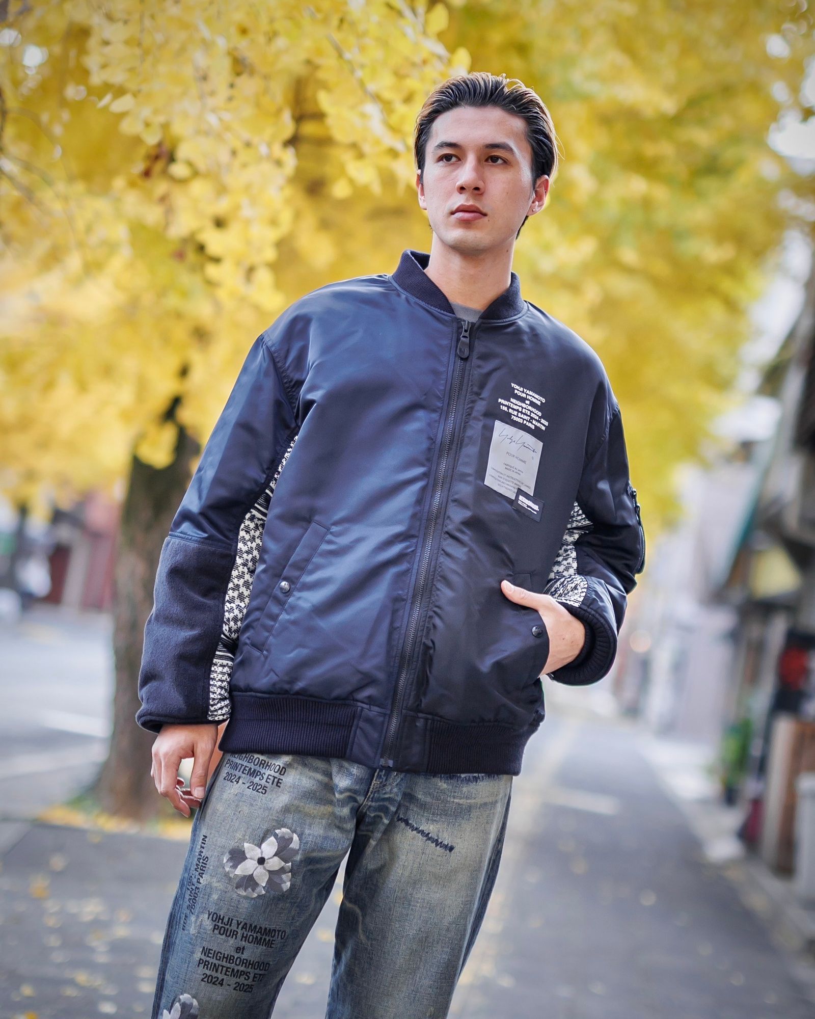 yohji yamamoto x NEIGHBORHOOD MA-1 JACKET スタイル | 5856 | MARK