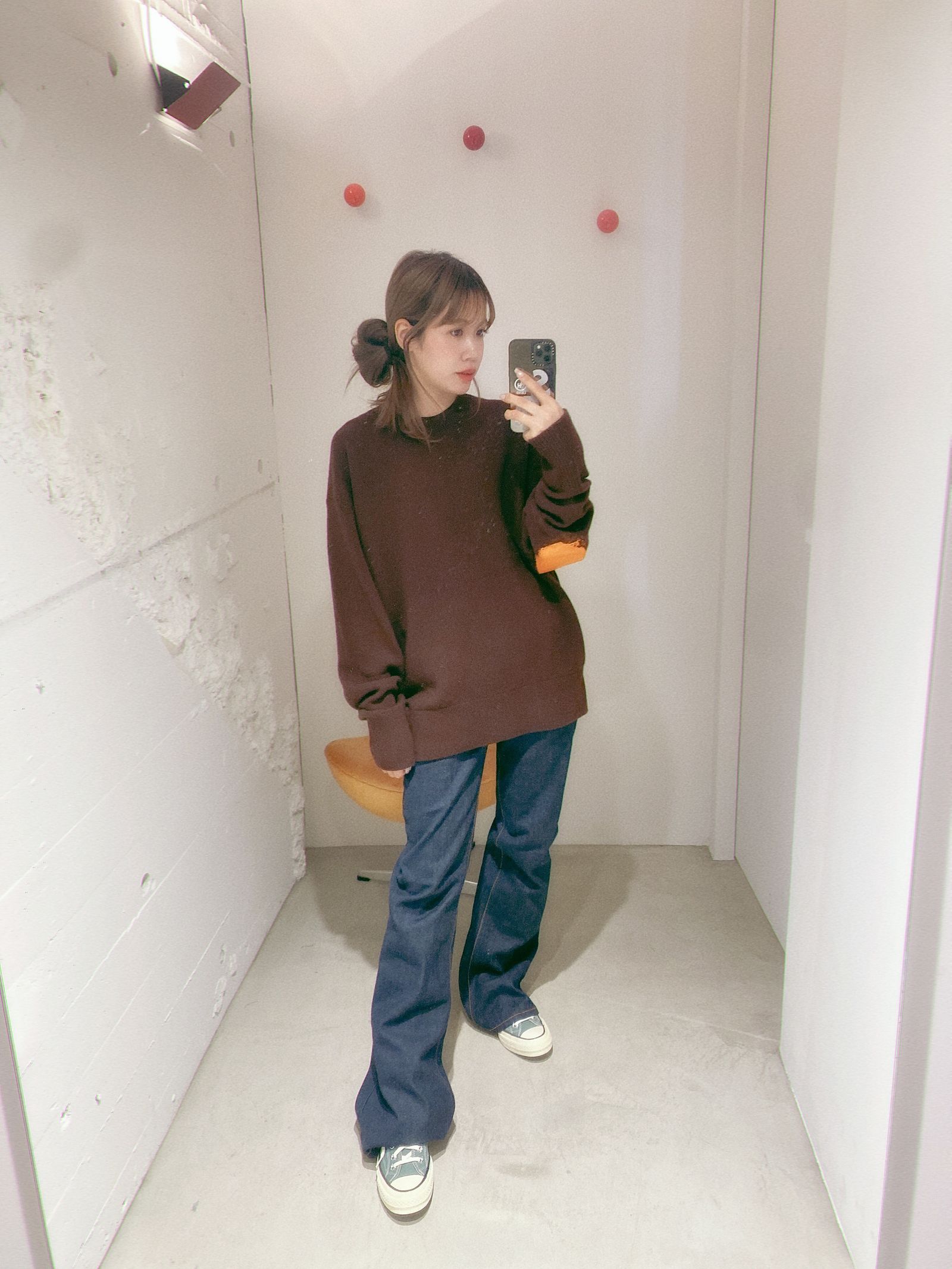 YOKE - ヨーク24FW PAINTED ELBOW PATCH SWEATER(YK24FW0822S)BROWN | MARK