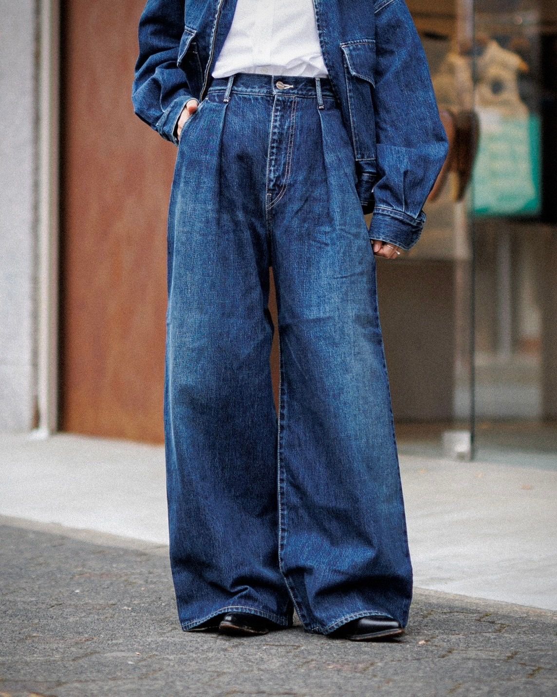 Graphpaper - Graphpaper Women's Selvage Denim Two Tuck Wide Pants