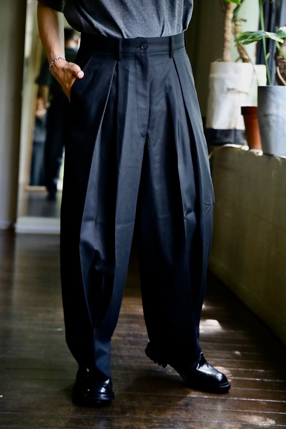 Ganryu GANRYU コムデギャルソン ウールギャバ サルエル パンツ 15ss