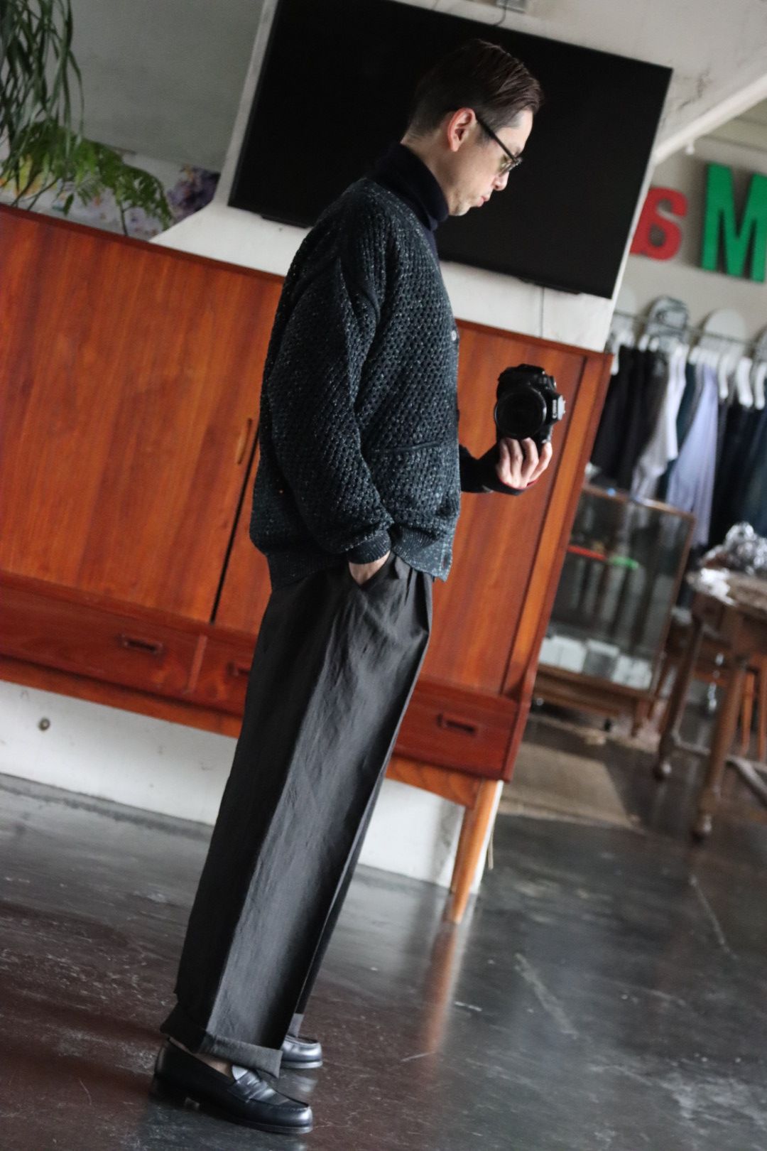 YOKE 22SS MESHED KNIT CARDIGAN