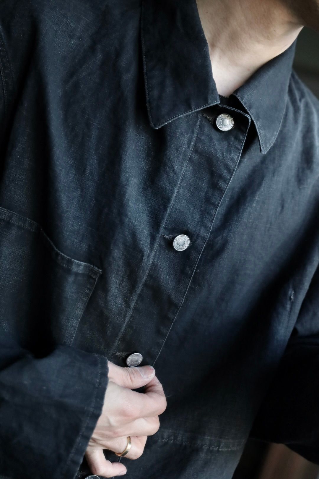 A.PRESSE - アプレッセ Vintage Black Linen Coverall (25SAP-01-29H