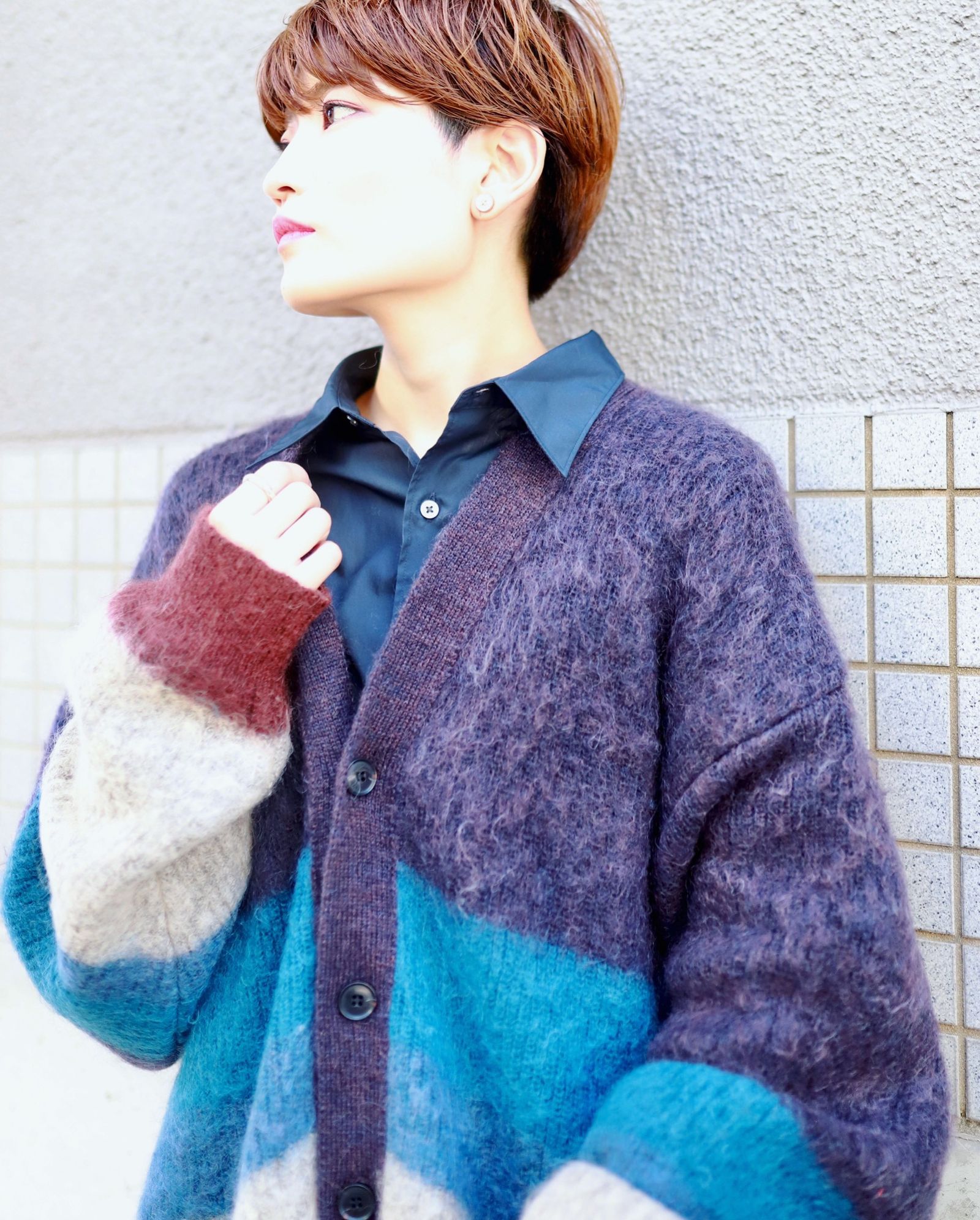 YOKE - ヨーク23AW MOHAIR BORDER CARDIGAN(YK23FW0571S)PURPLE | MARK