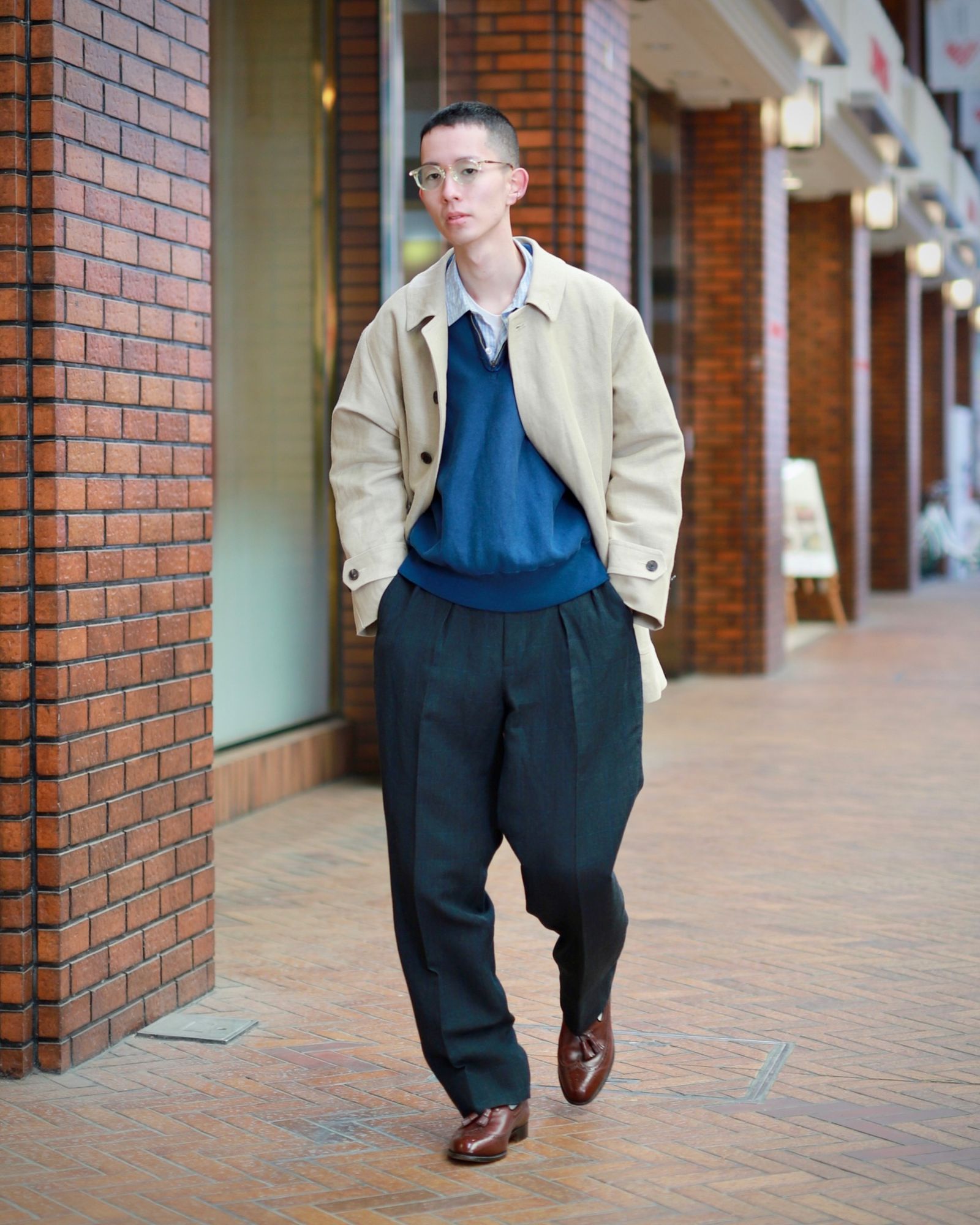 A.PRESSE アプレッセ23SS Wide Tapered Trousersウインドペンスタイル