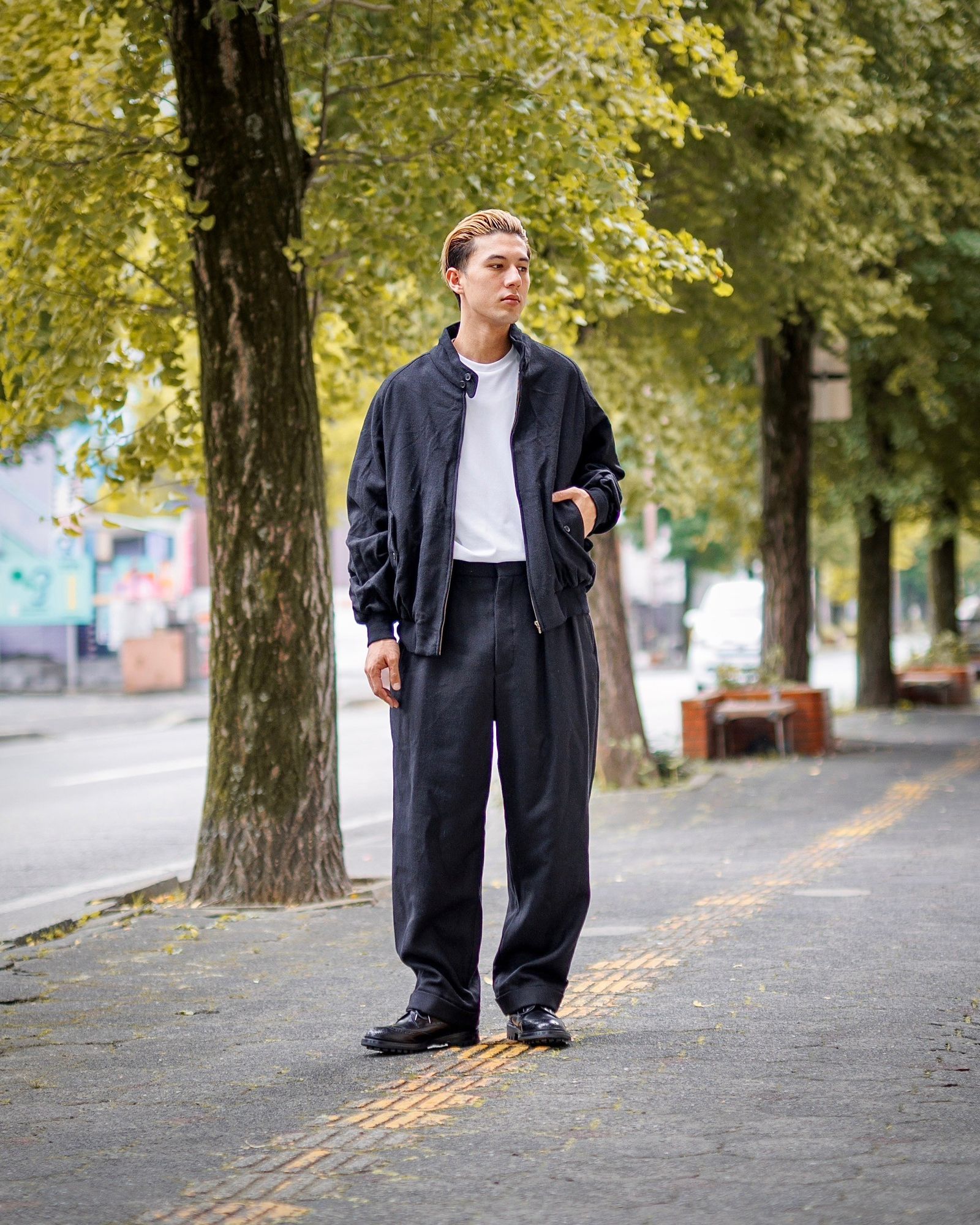 A.PRESSE - アプレッセ Tweed Harrington Jacket(24AAP-01-20H)BLACK