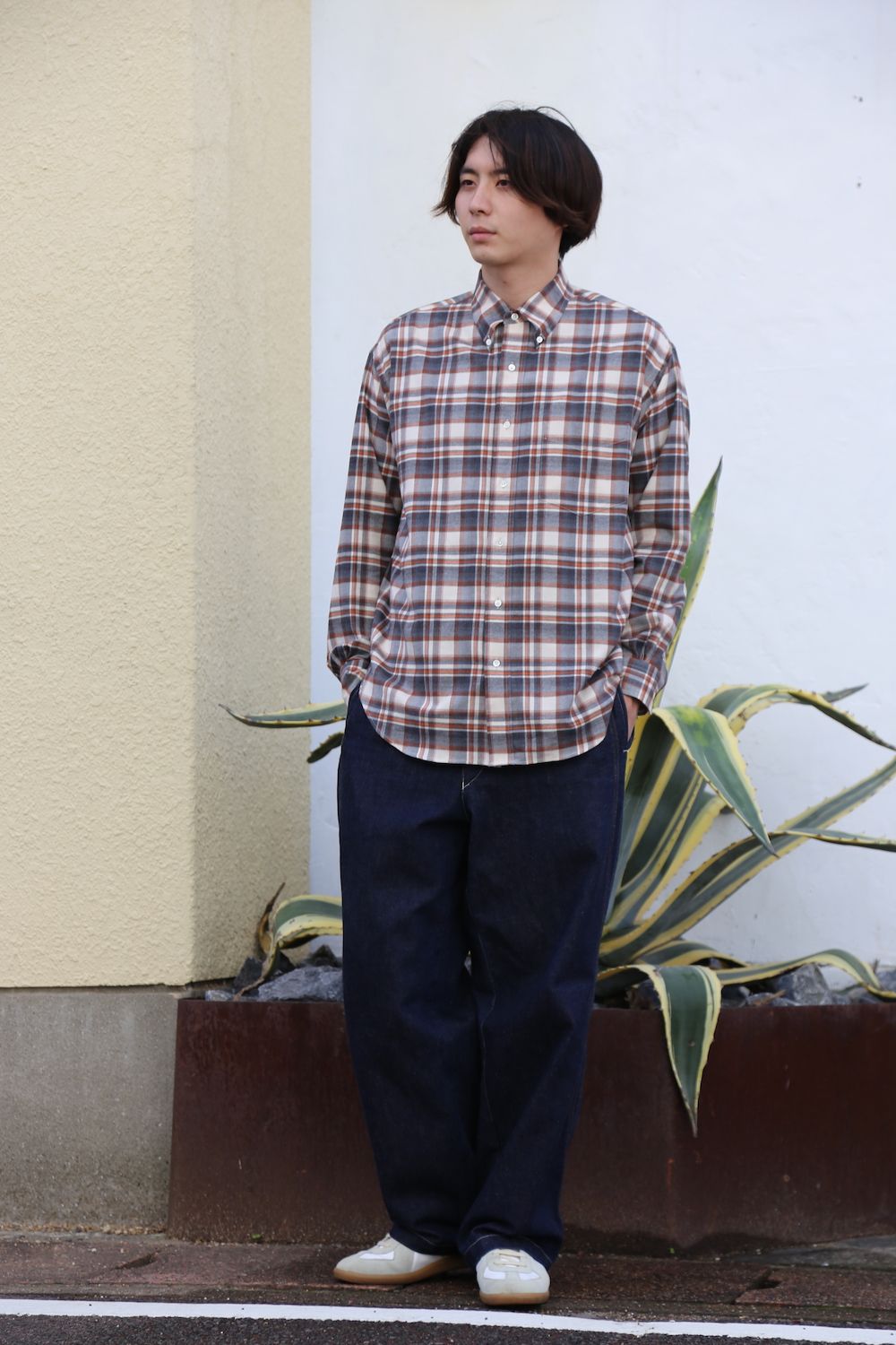 Graphpaper2020AW 新作THOMAS MASON for GP Check B.D Box Shirt style