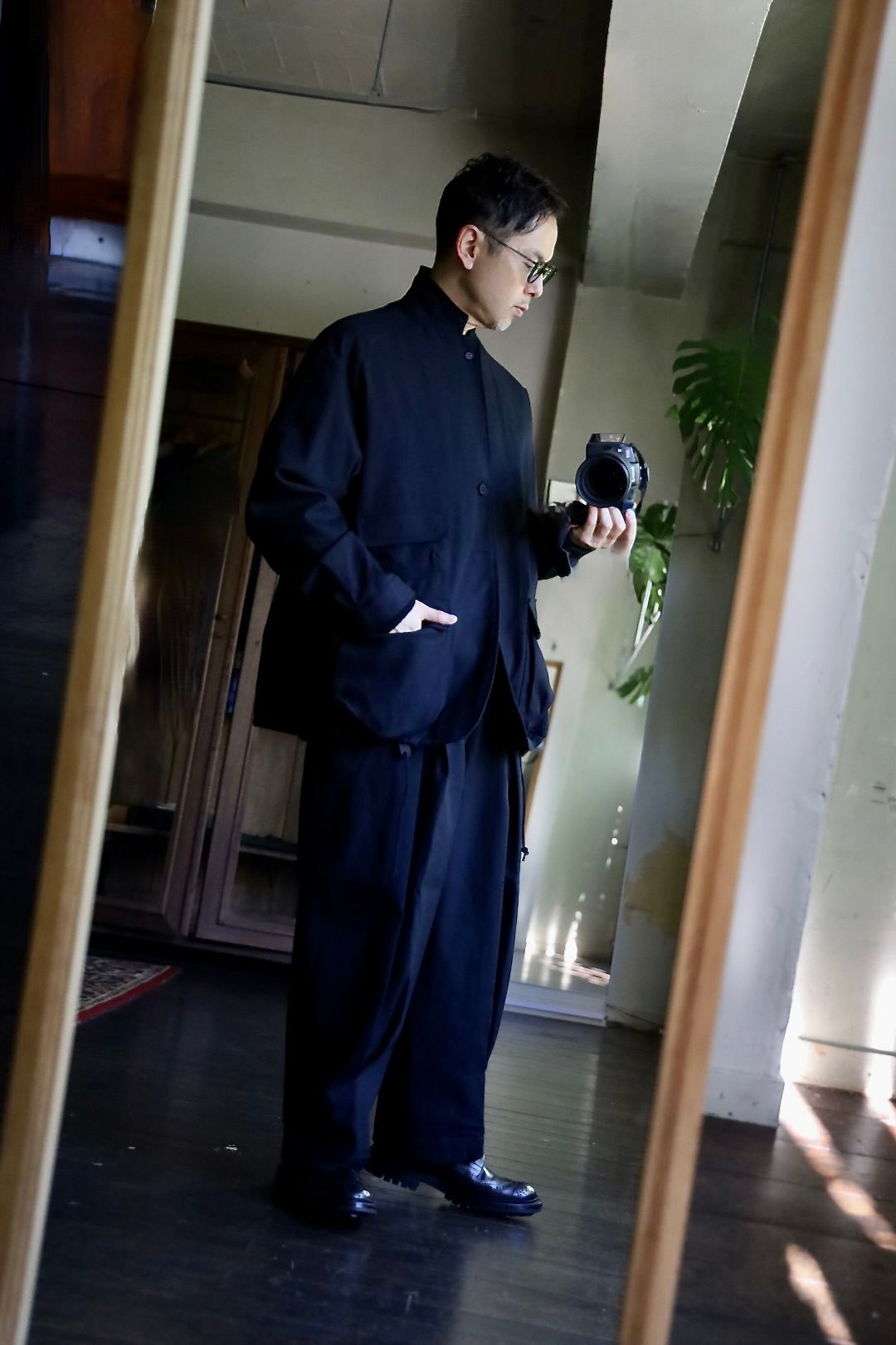 COMME des GARCONS HOMME ウールサージ縮絨ドローコードジャケット