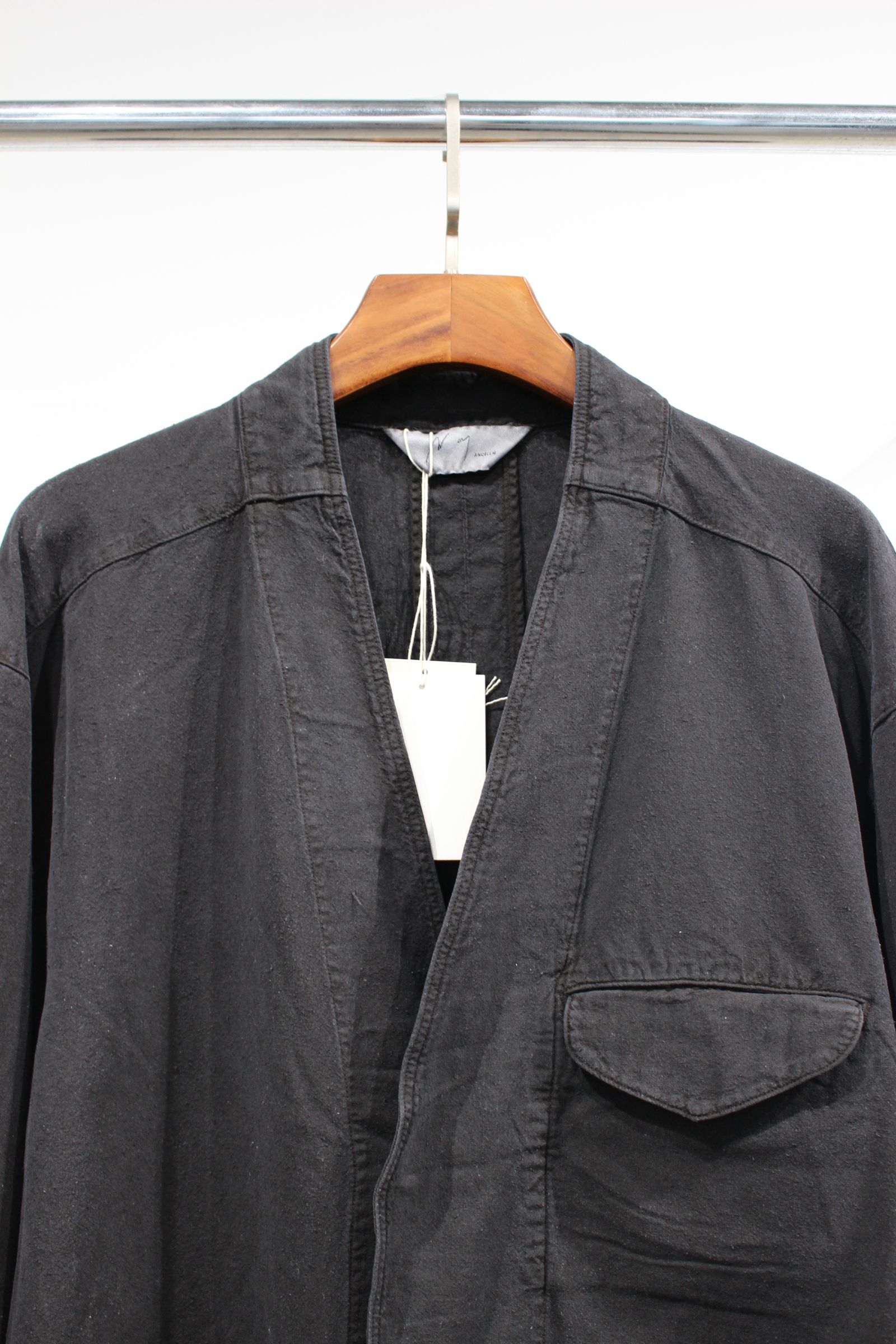 ANCELLM - SILK SUEDE COLLARLESS JACKET/BLACK | NapsNote