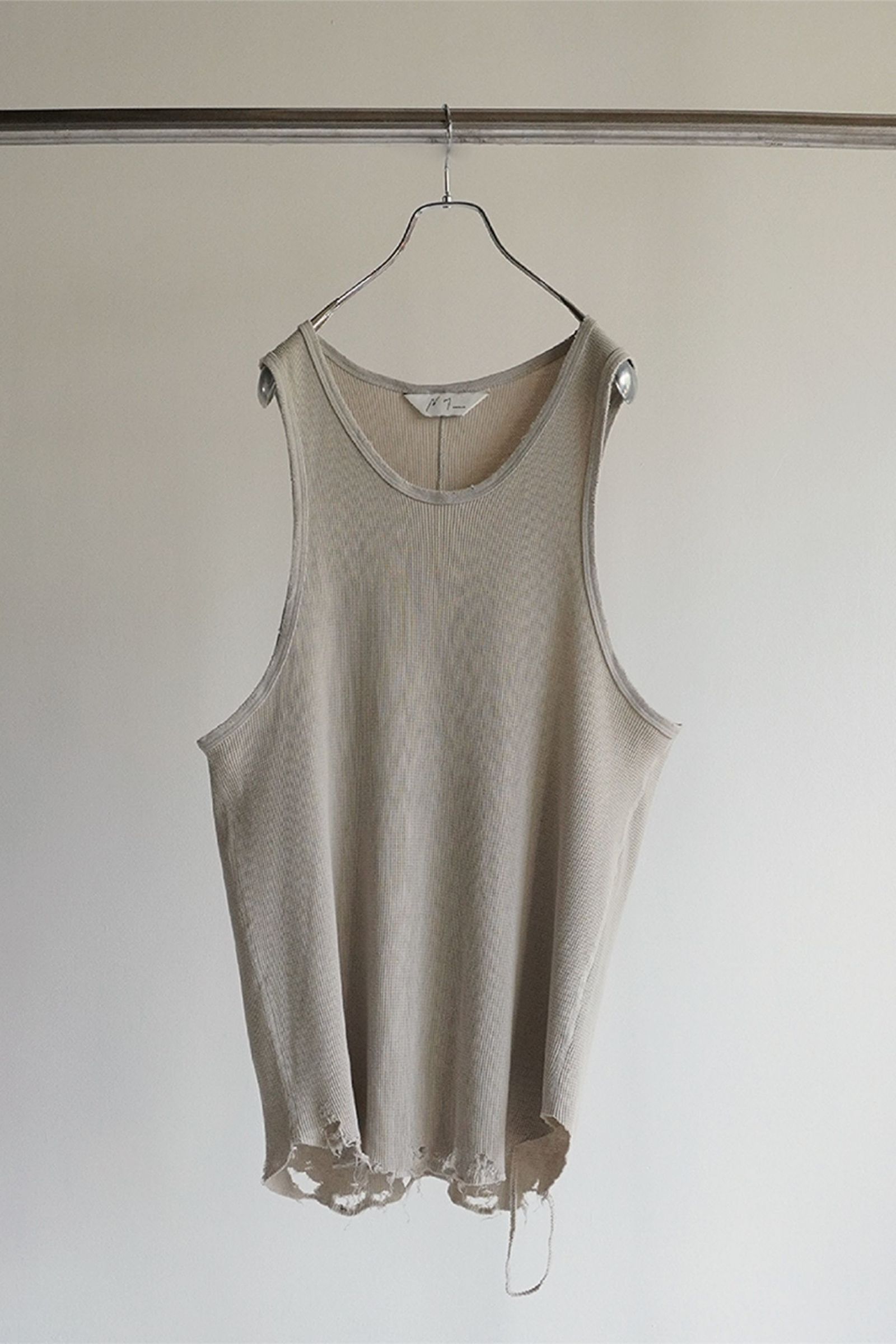 ANCELLM - DAMAGE WAFFLE TANK TOP/GREIGE | NapsNote
