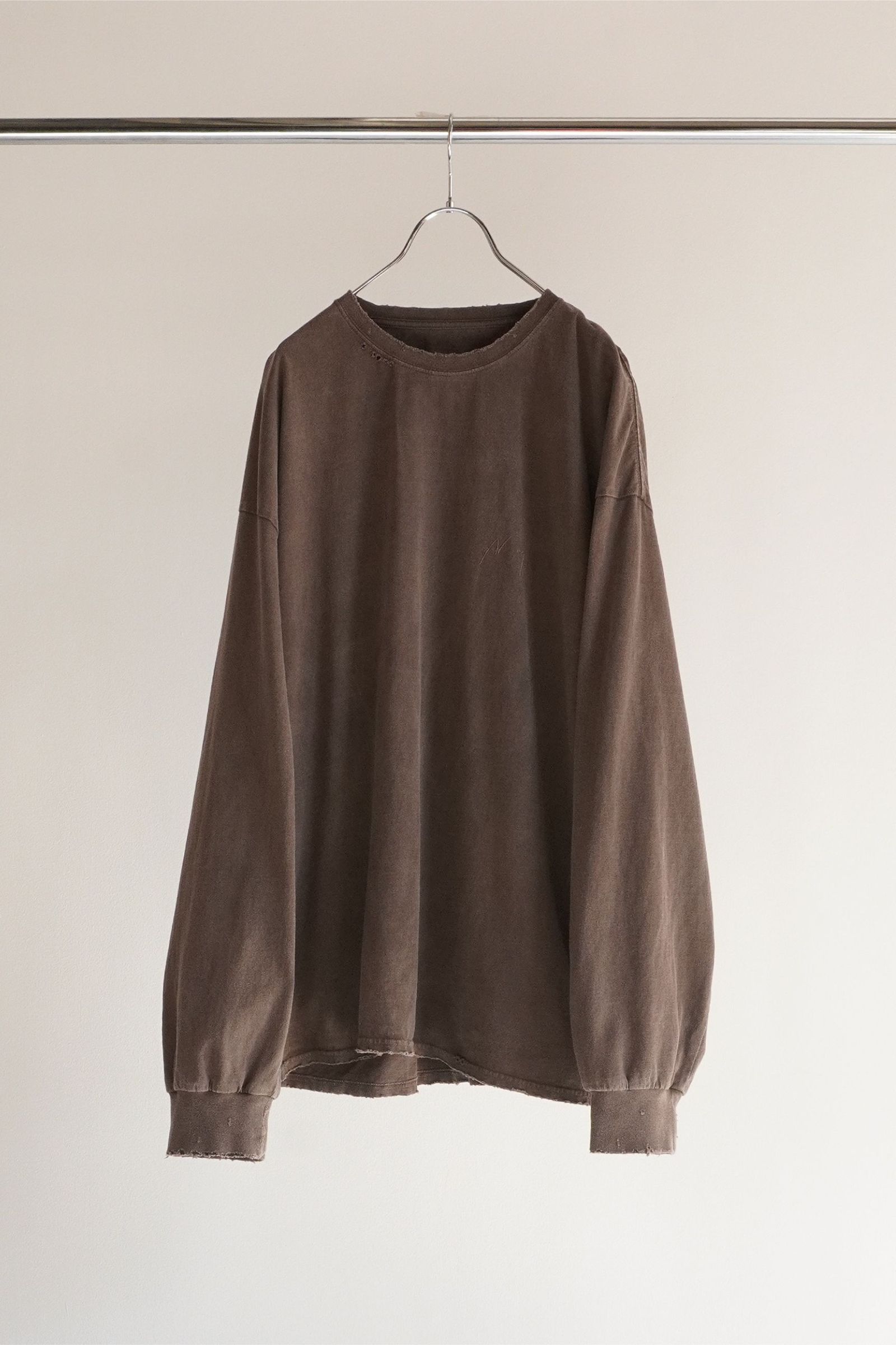 ANCELLM - EMBROIDERY DYED LS T-SHIRT（刺繍） | BLACK | カットソー