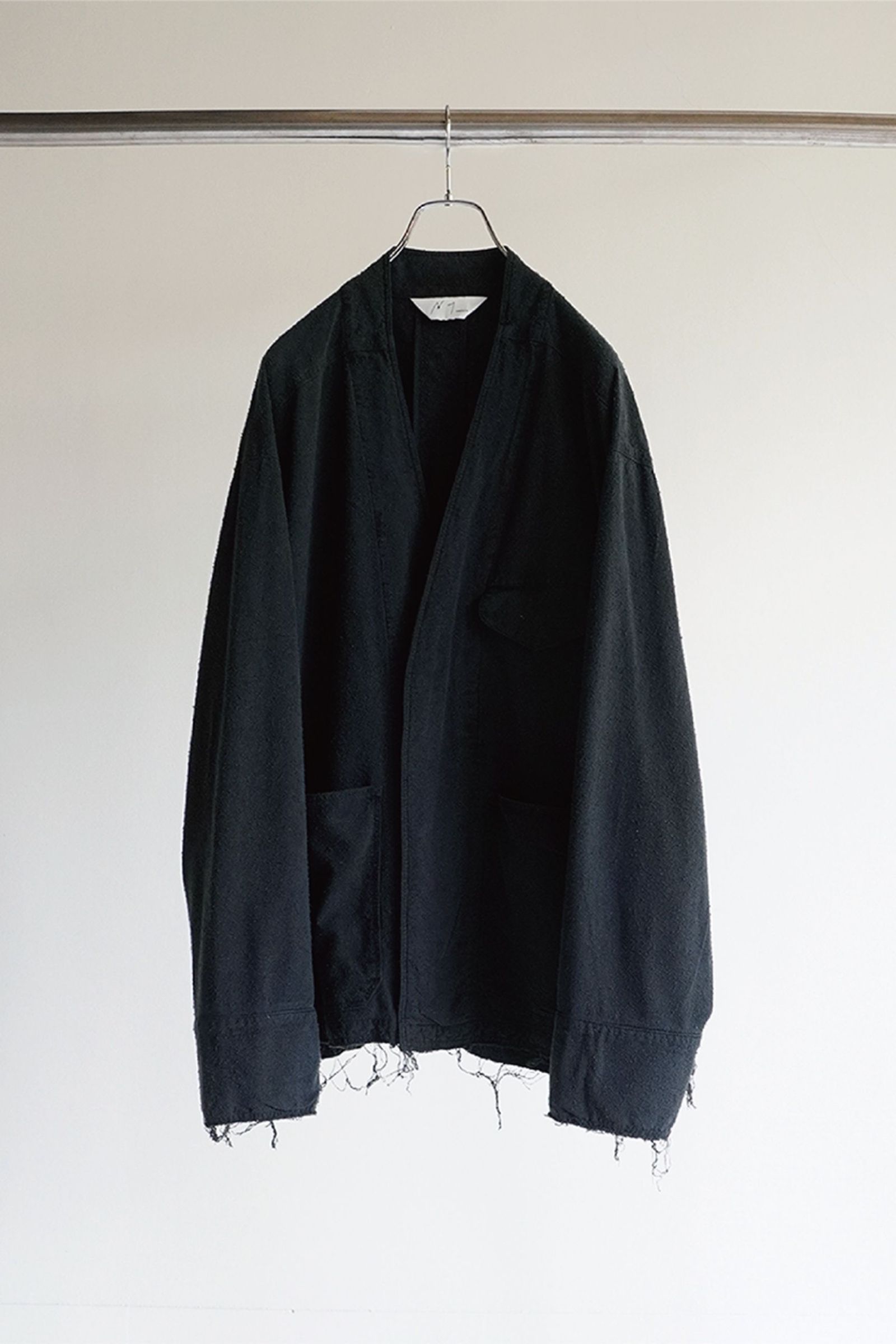 ANCELLM - SILK SUEDE COLLARLESS JACKET/BLACK | NapsNote