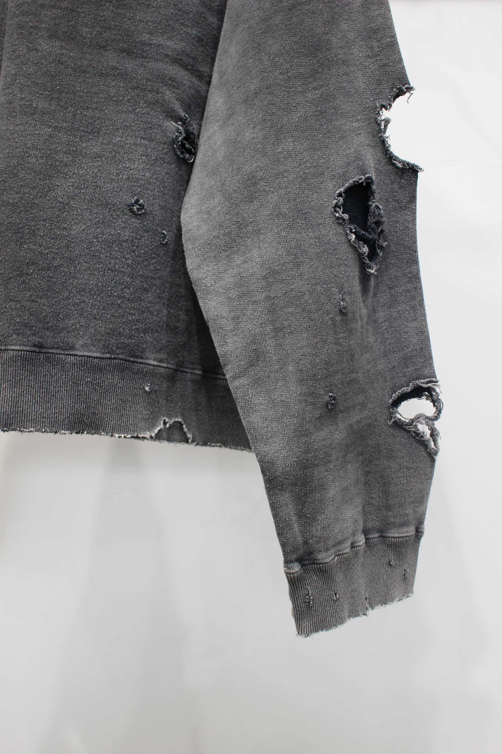 ANCELLM - HARD CRASH SWEAT SHIRT | BLACK | ダメージスウェット