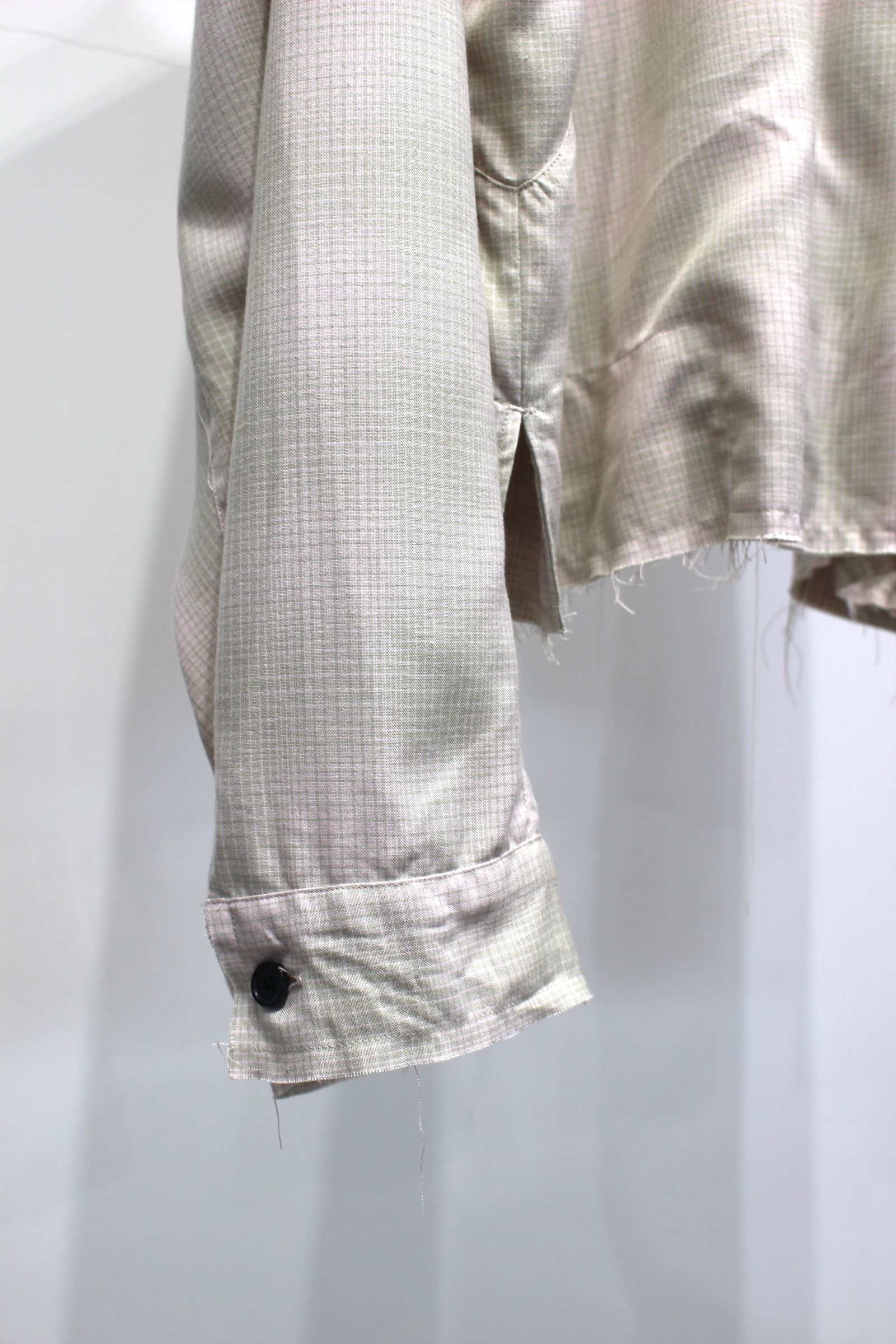 ANCELLM - OMBRECHECK SHORT ZIPUP SHIRT | PINK | ジップアップシャツ