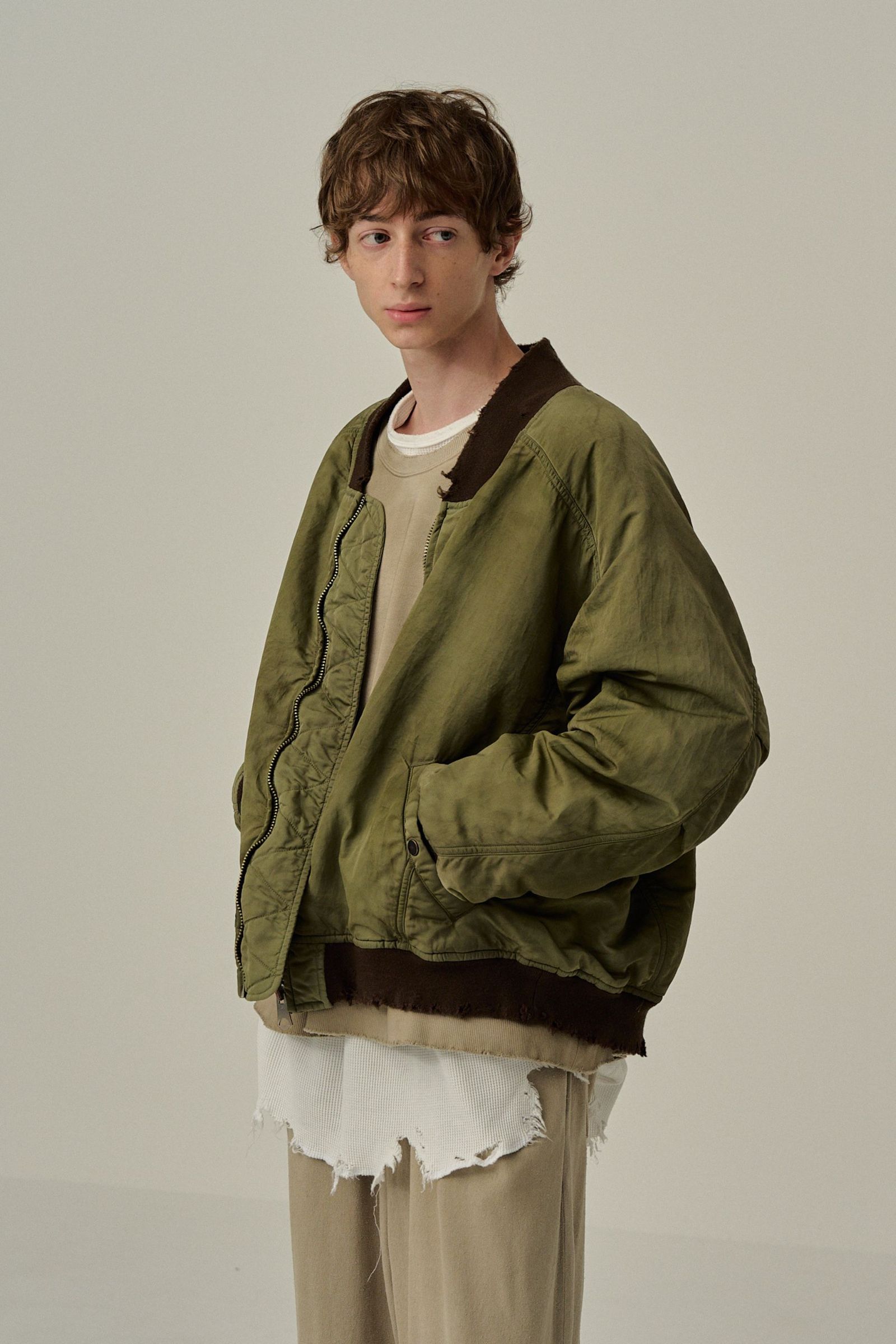 ANCELLM - FADED BOMBER JACKET | SAND | ボンバージャケット | NapsNote