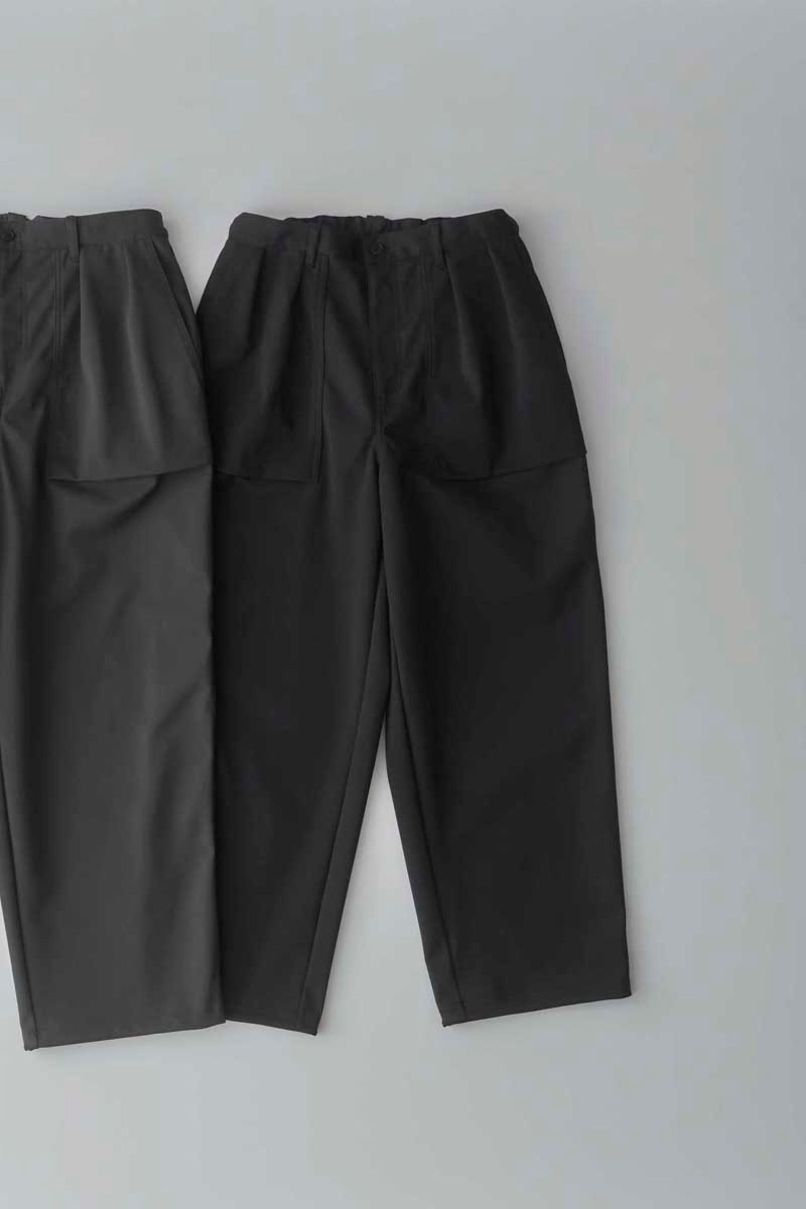 CURLY&Co. - SOLID DOUBLE-KNIT WIDE BAKER PANTS | BLACK | ベイカー