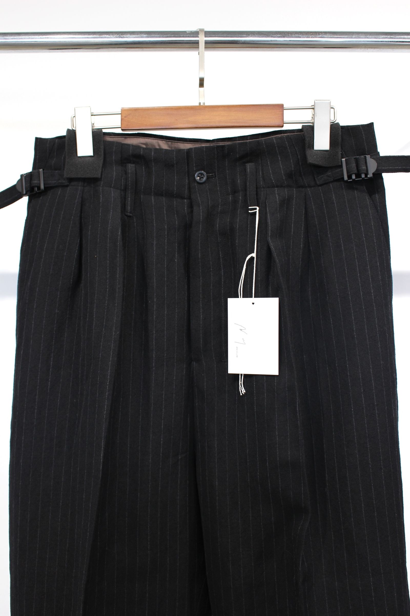 ANCELLM - STRIPE WOOL WIDE SLACKS | BLACK | スラックス | NapsNote