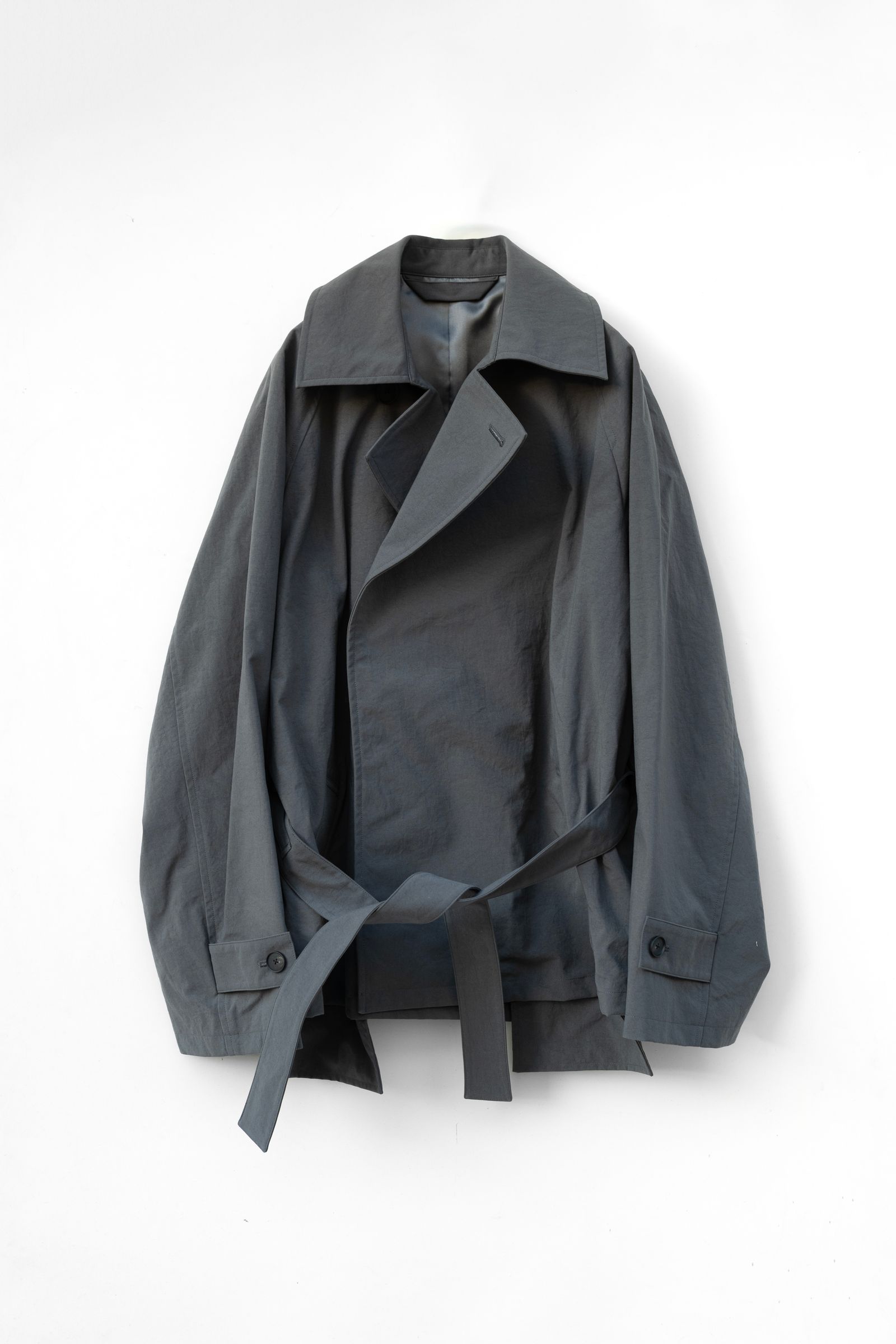 Blanc YM - Short Trench Coat / Blue-Gray | Retikle Online Store