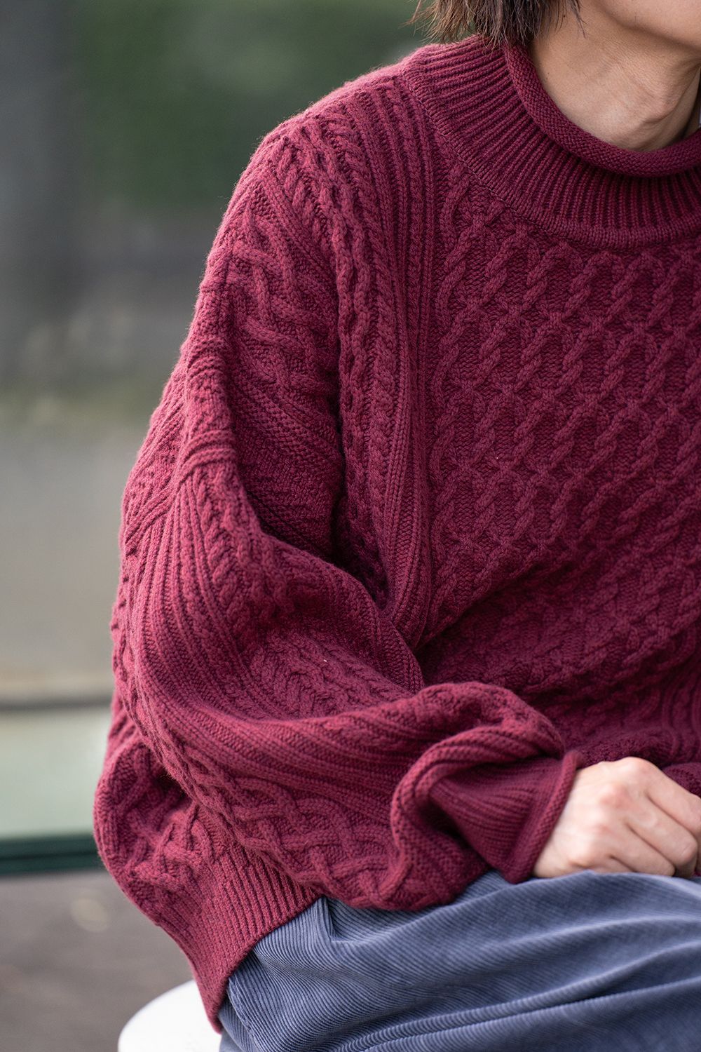 YASHIKI - 【ラスト1点】Banka Curl High Neck Knit(BURGUNDY) | Salty