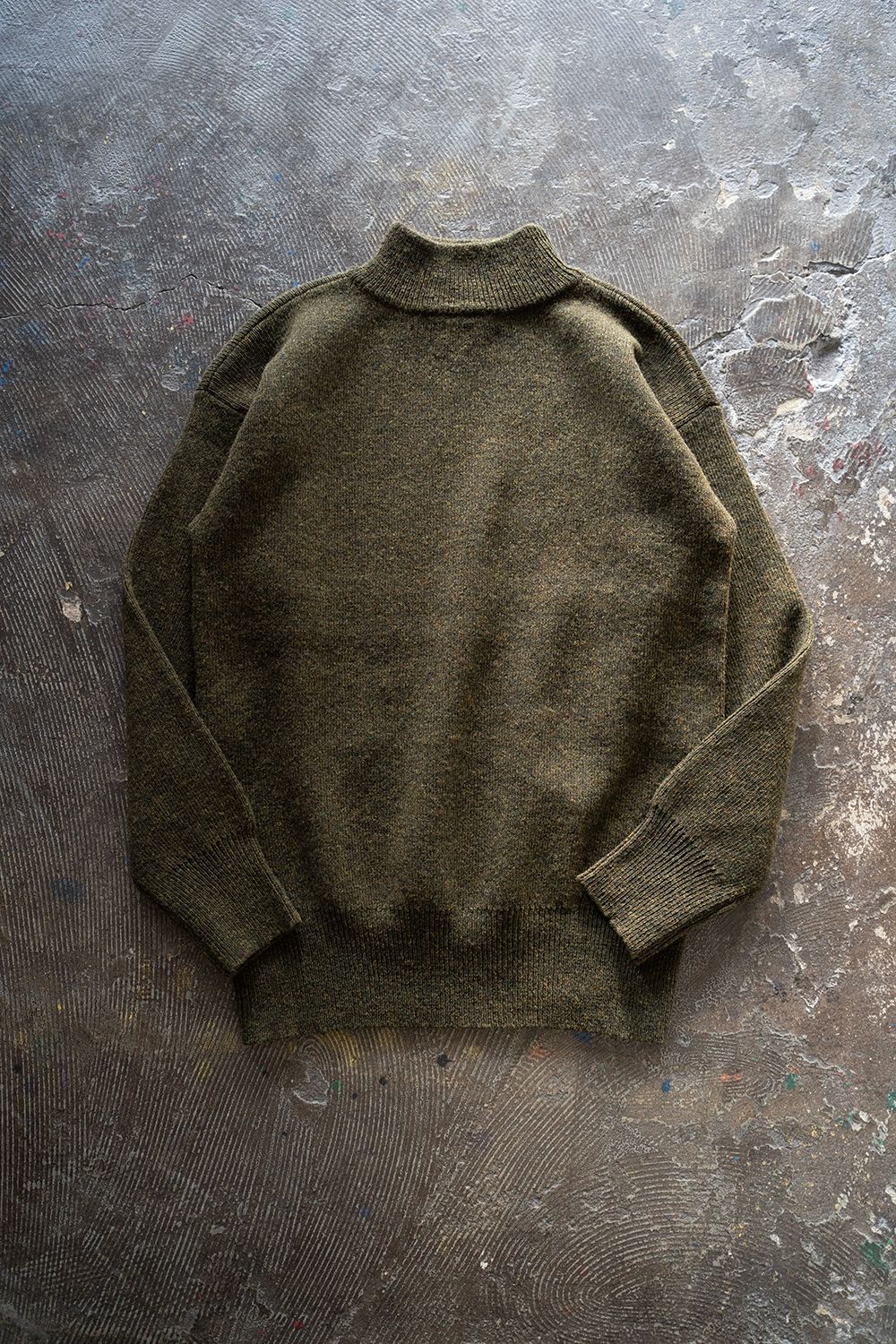 Slopeslow - Hard twisted Shetlandwool GOB sweater(KHAKI MIX) | Salty