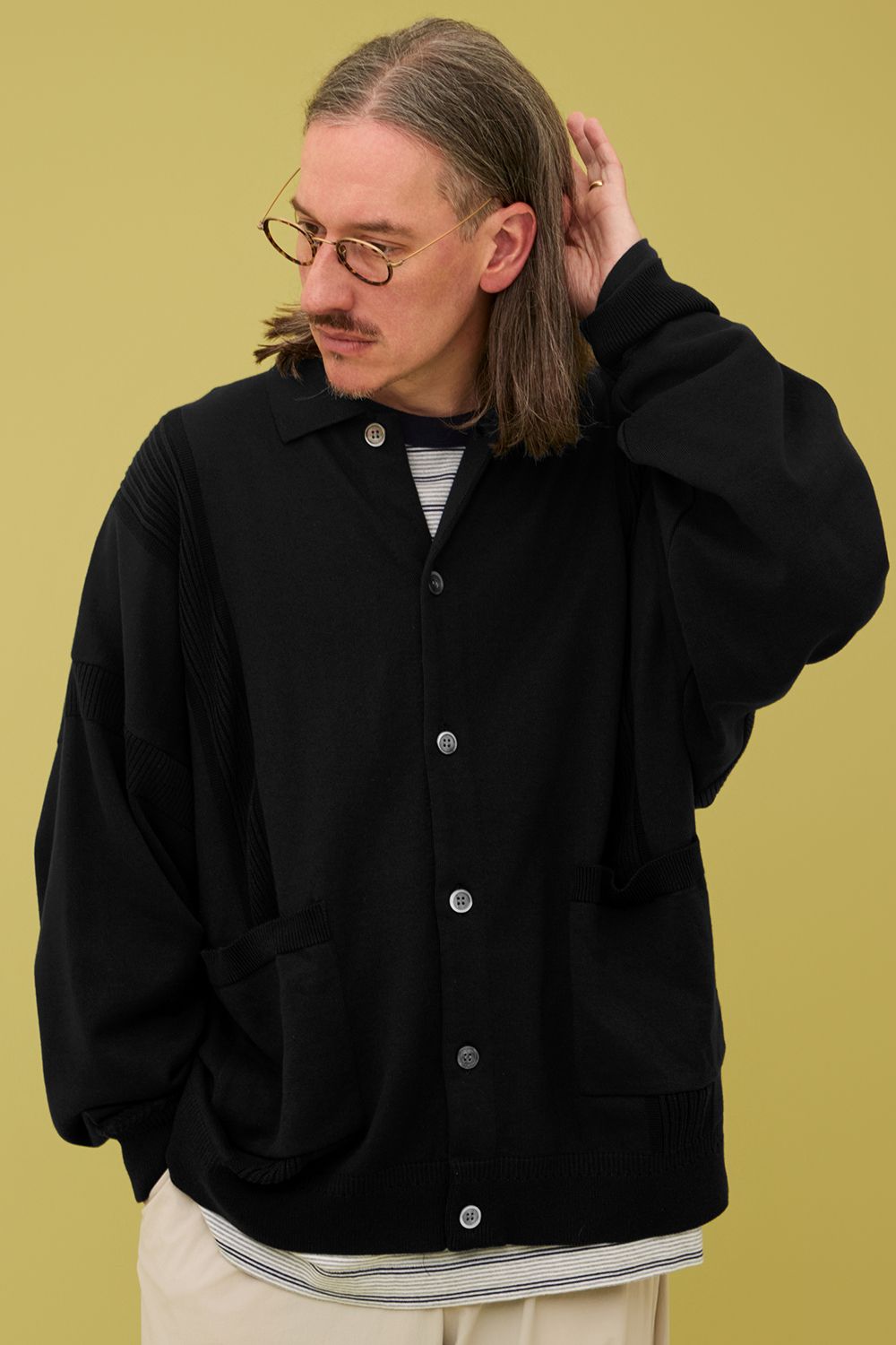 YASHIKI - 【ラスト1点】【25SS】Rakki Collar Cardigan(BLACK) | Salty