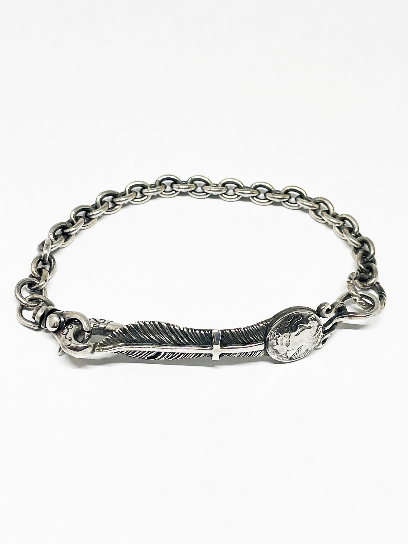 galcia シルバー 2フェイス クロス バングル ブレスレット galcia