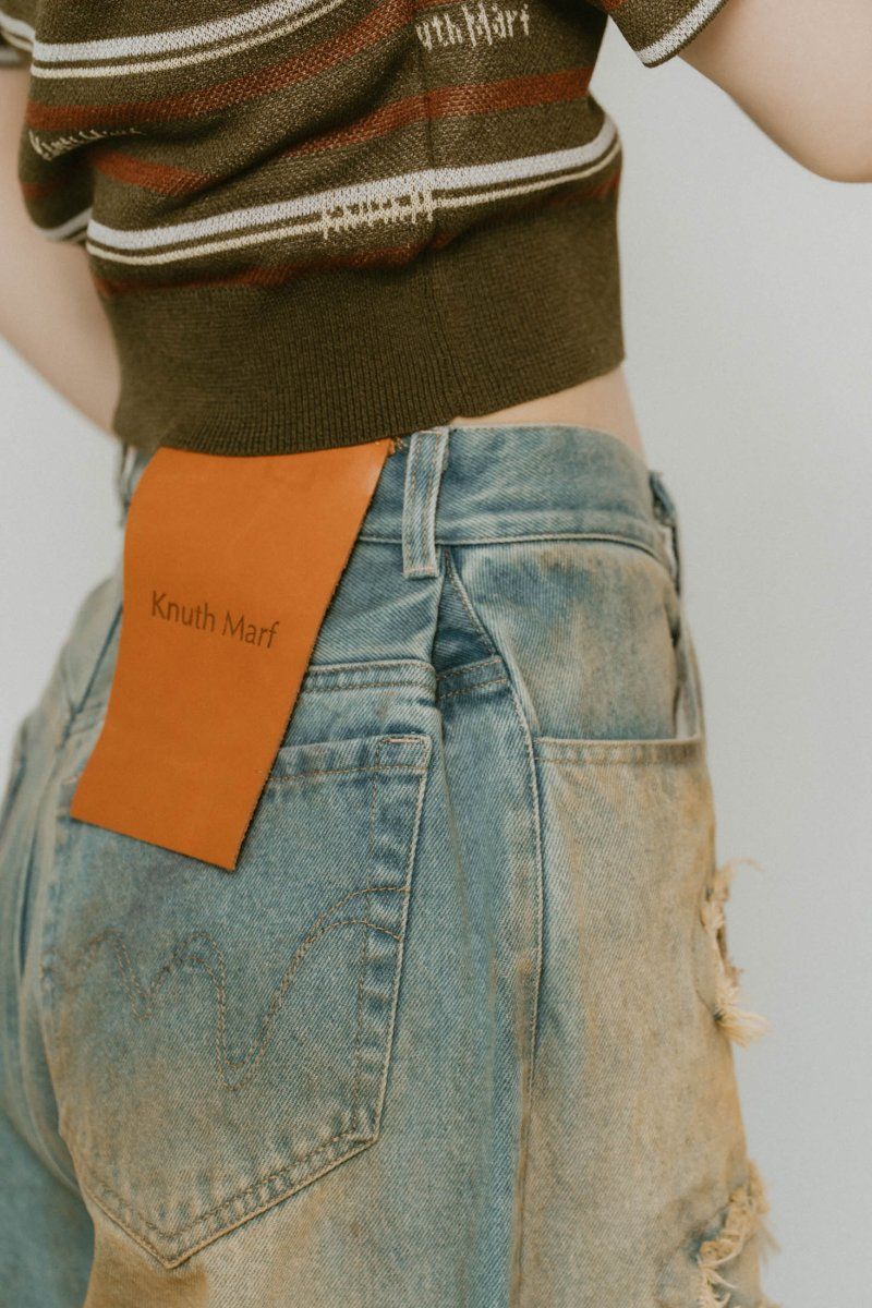 Knuth Marf shirt wrap denimpants/blueデニム shirt wrap denim pants